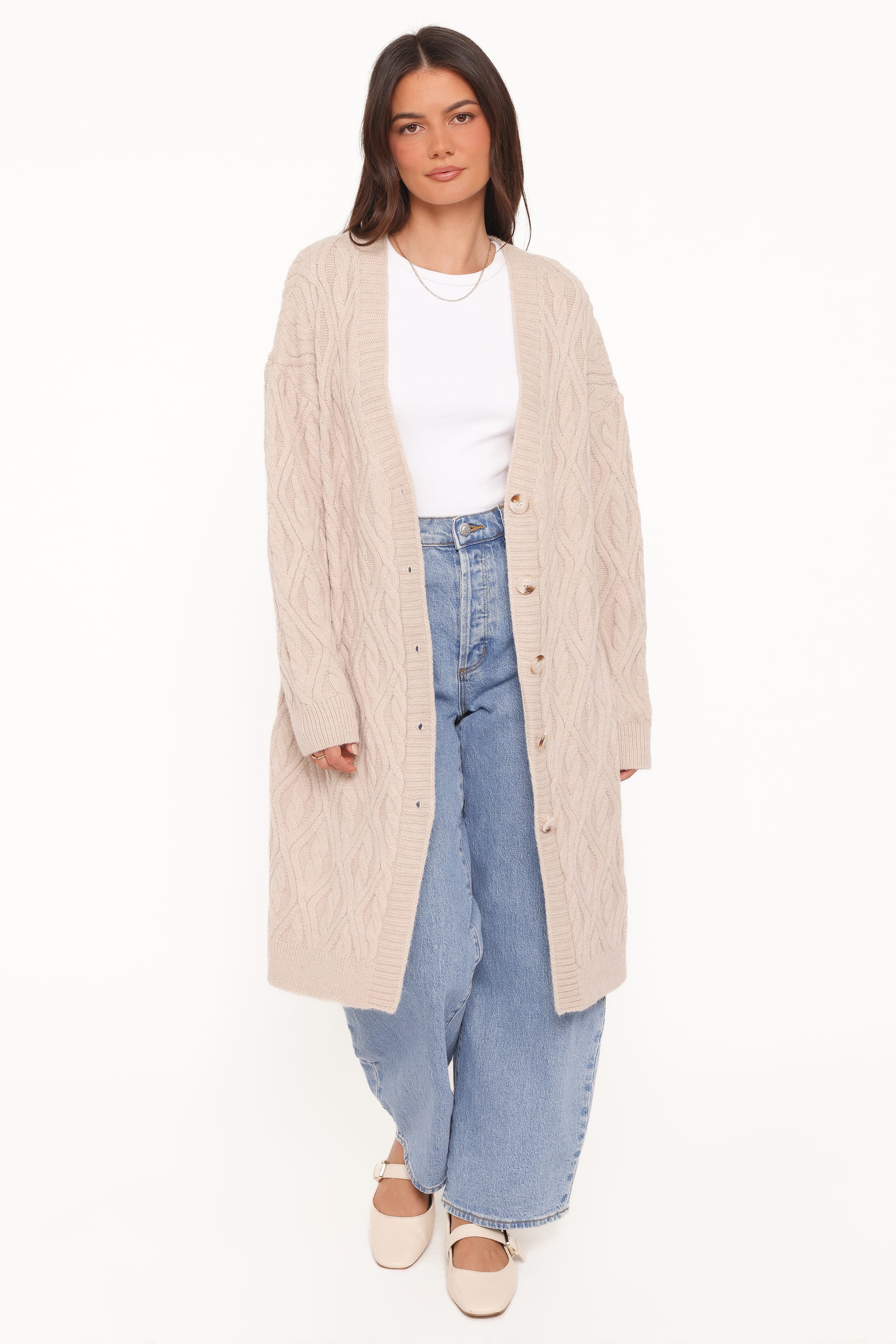 OUTERWEAR Becky Cable Coatigan - Beige