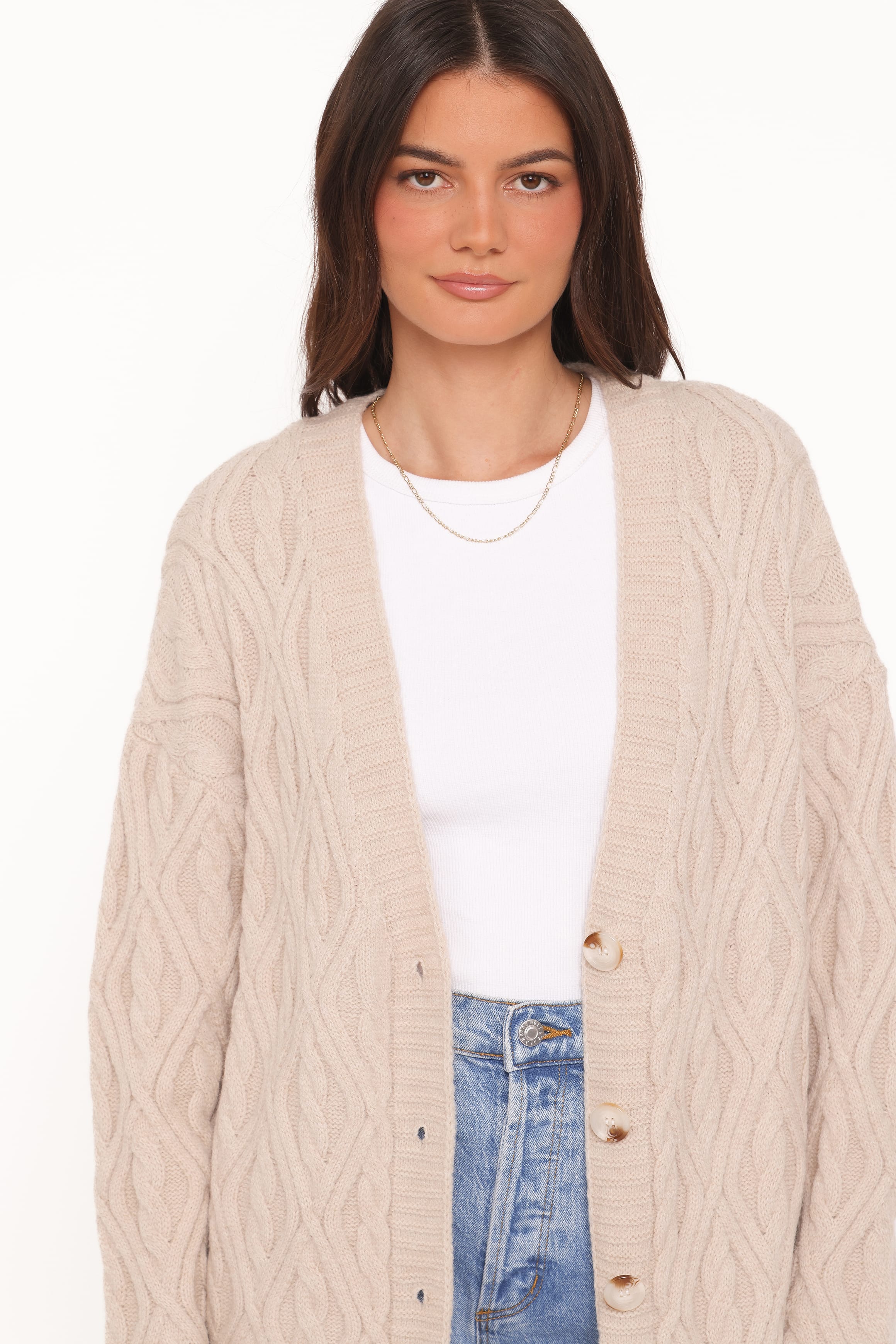 OUTERWEAR Becky Cable Coatigan - Beige