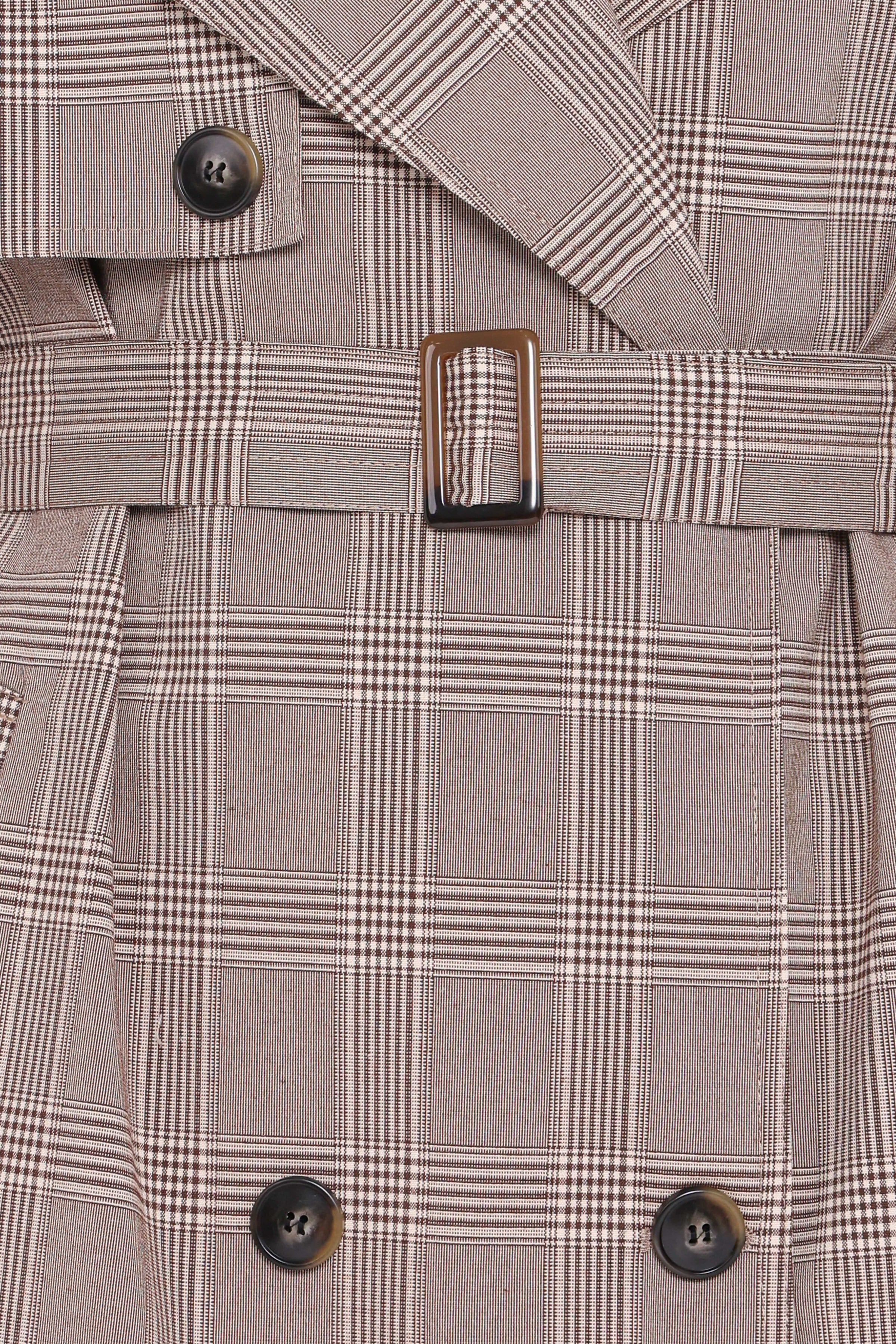 OUTERWEAR Billy Button Front Trench Coat - Brown Plaid