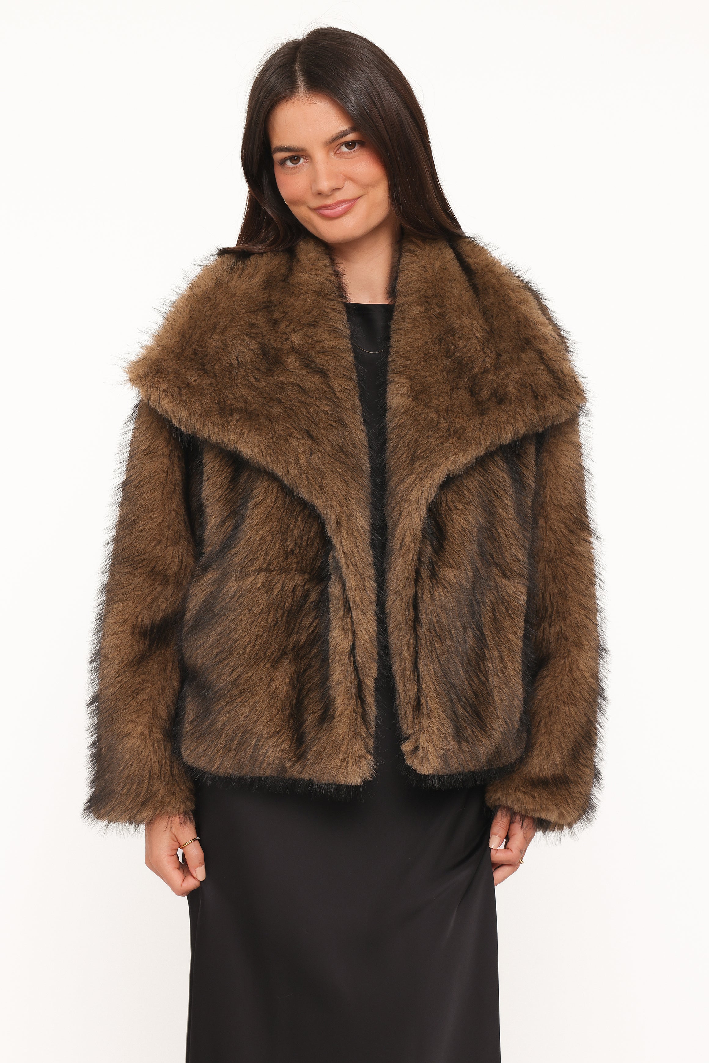OUTERWEAR Carmie Fur Collared Jacket - Brown