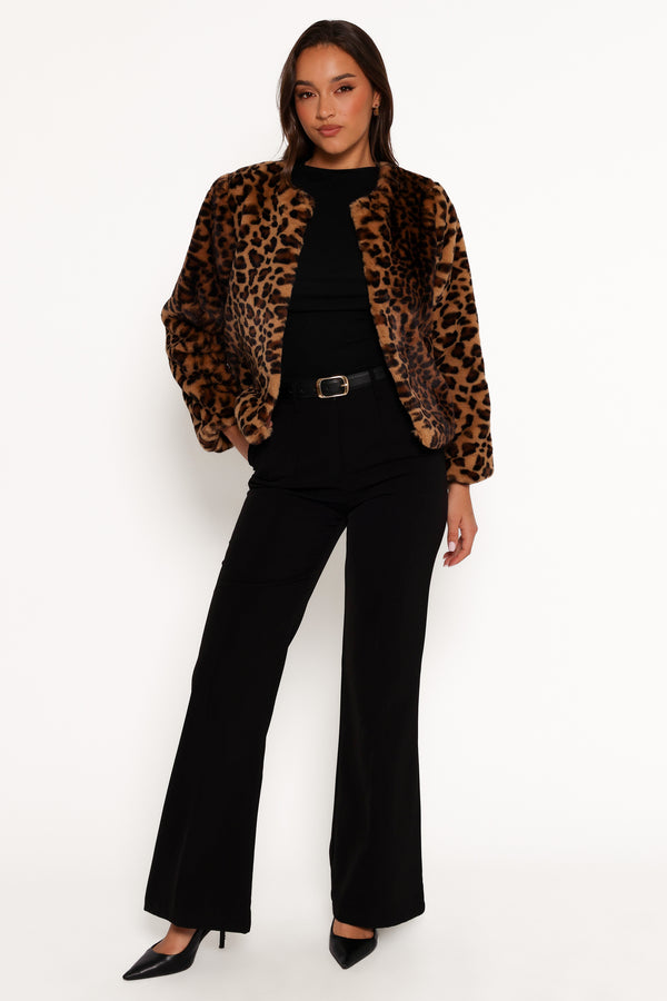 OUTERWEAR Cassia Faux Fur Leopard Crop Jacket - Leopard