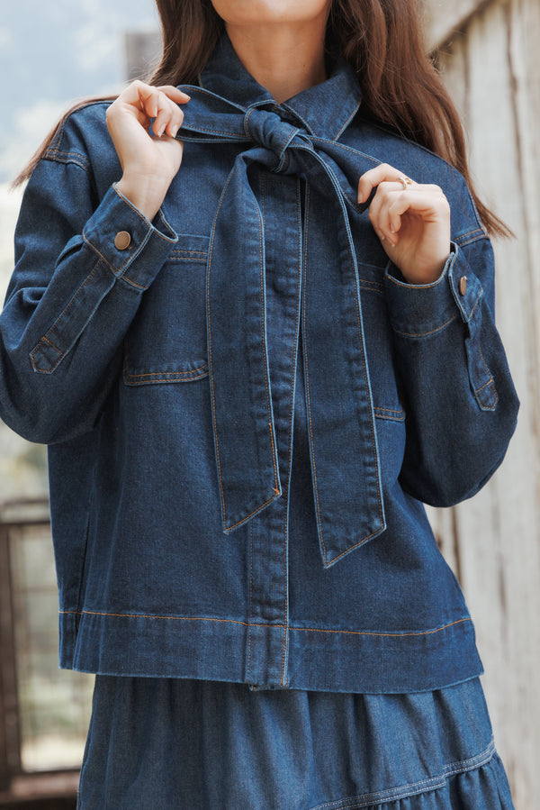 OUTERWEAR Cleo Denim Bow Jacket - Indigo