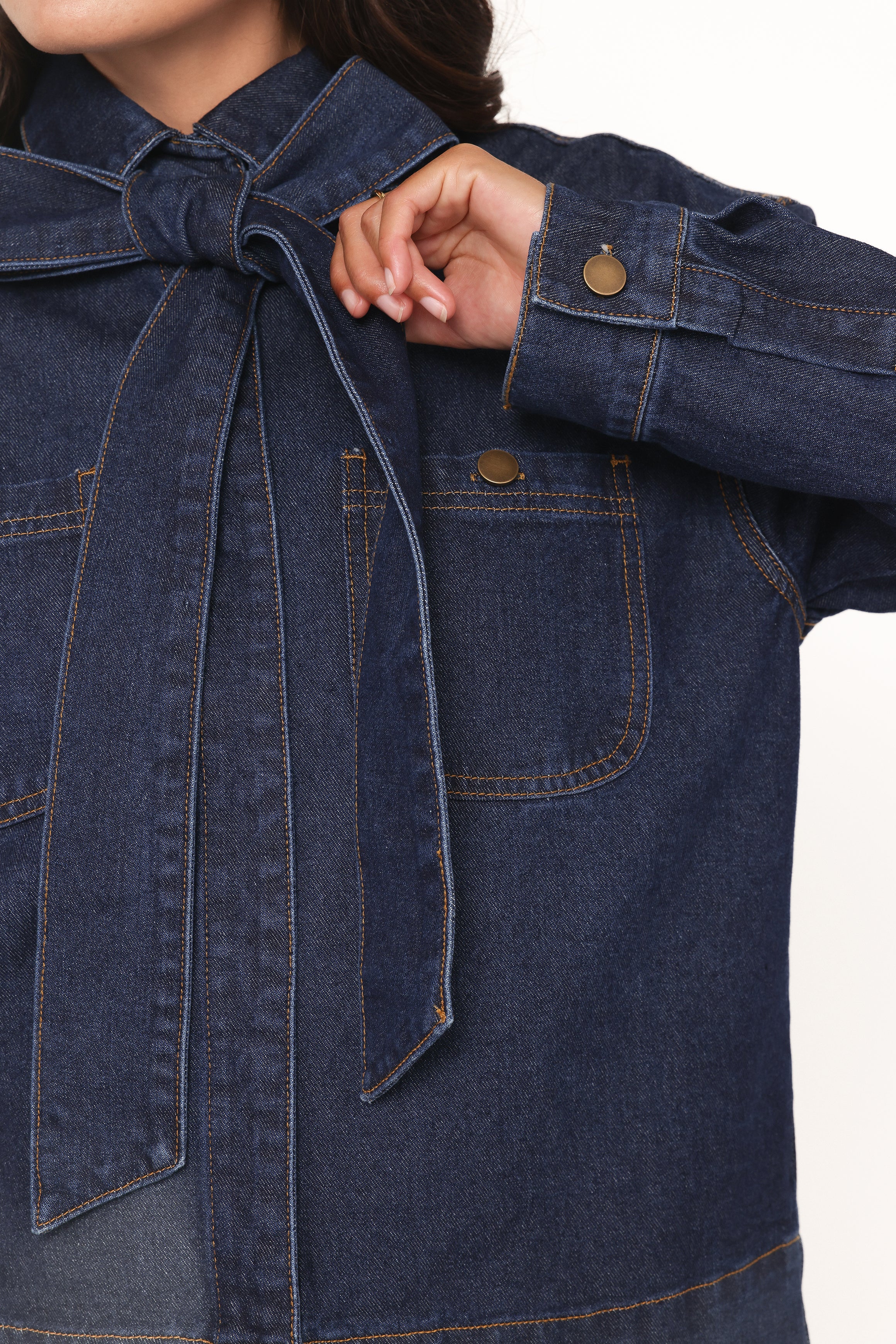 OUTERWEAR Cleo Denim Bow Jacket - Indigo