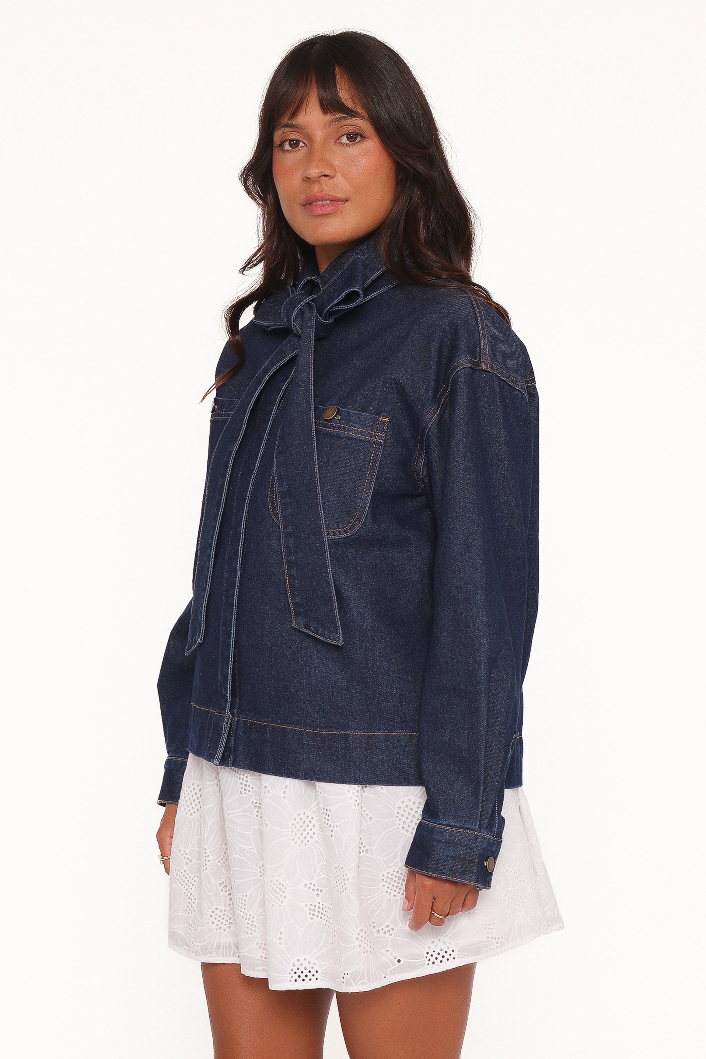 OUTERWEAR Cleo Denim Bow Jacket - Indigo