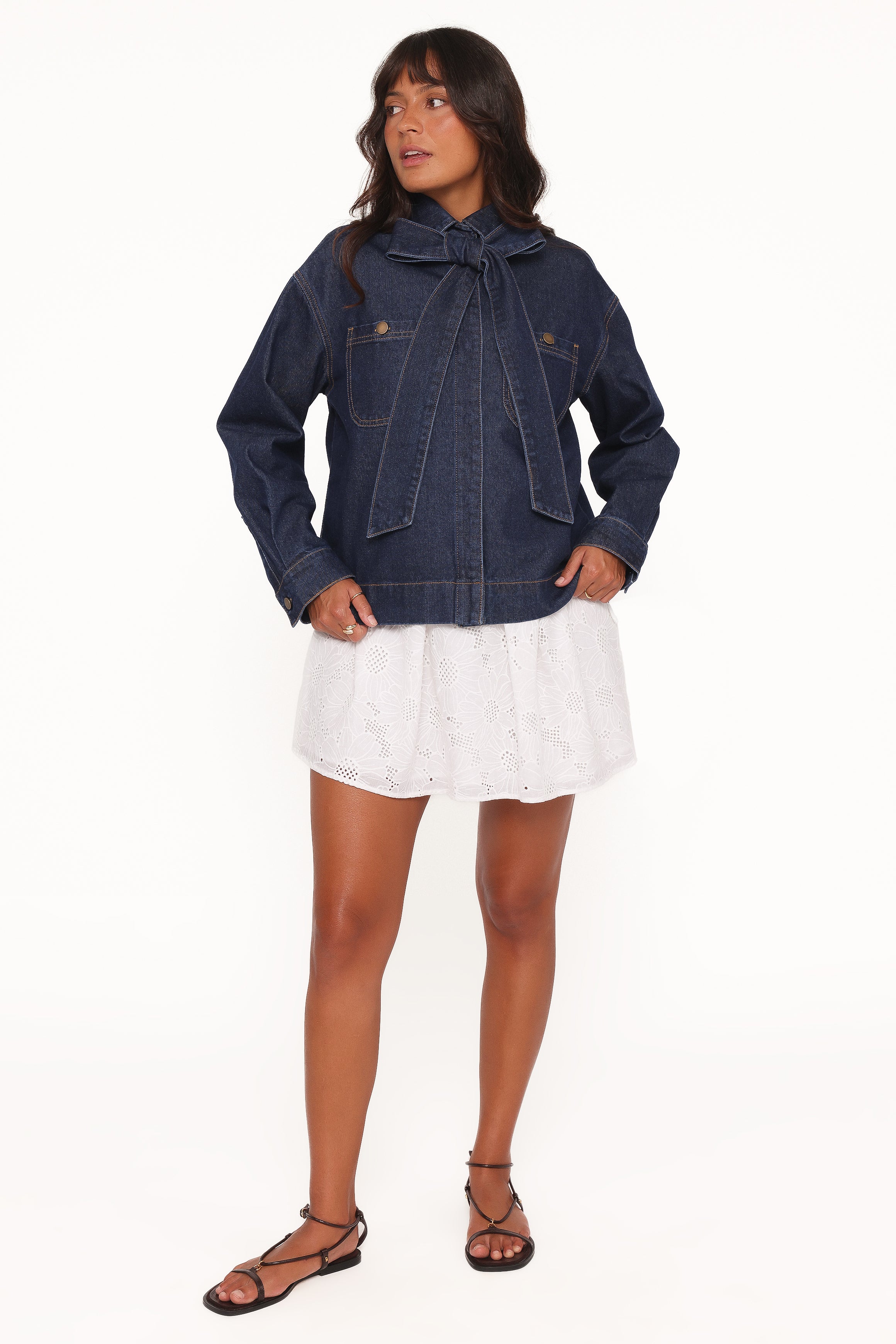 OUTERWEAR Cleo Denim Bow Jacket - Indigo
