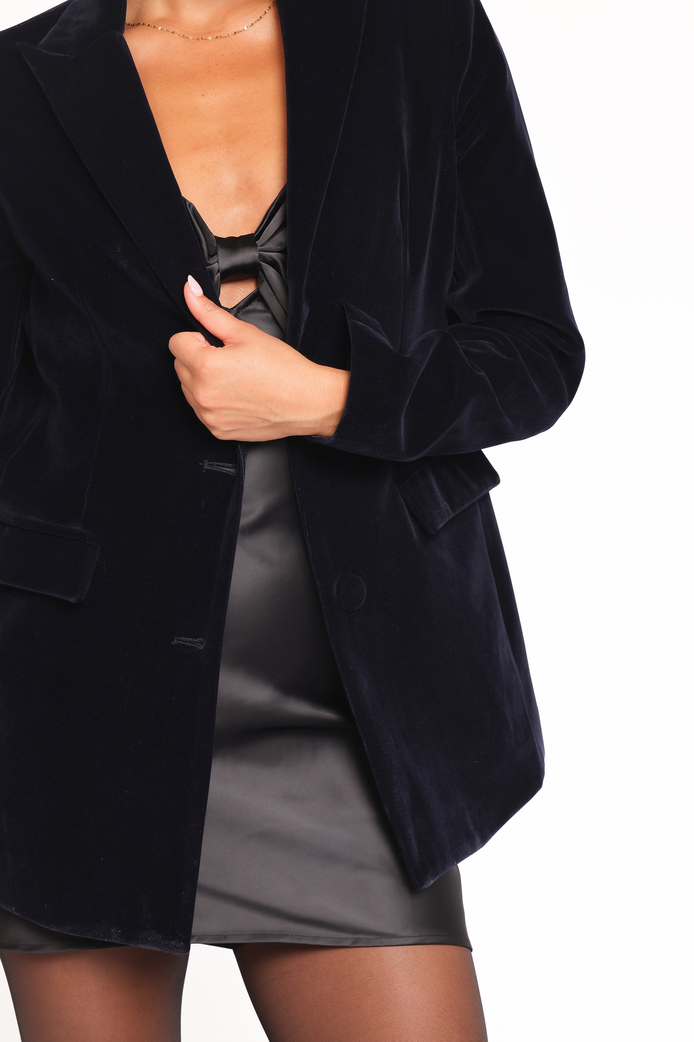 OUTERWEAR Clive Velvet Blazer - Navy
