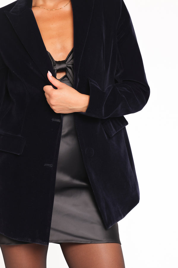 OUTERWEAR Clive Velvet Blazer - Navy