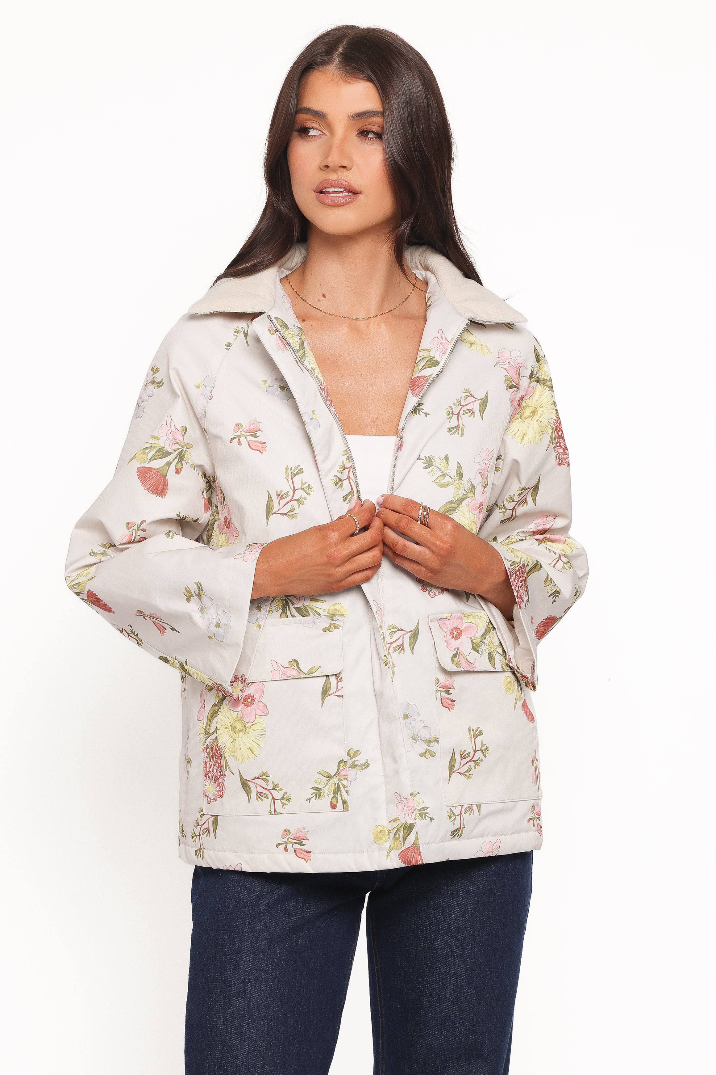 OUTERWEAR Danica Barn Jacket - Khaki Floral