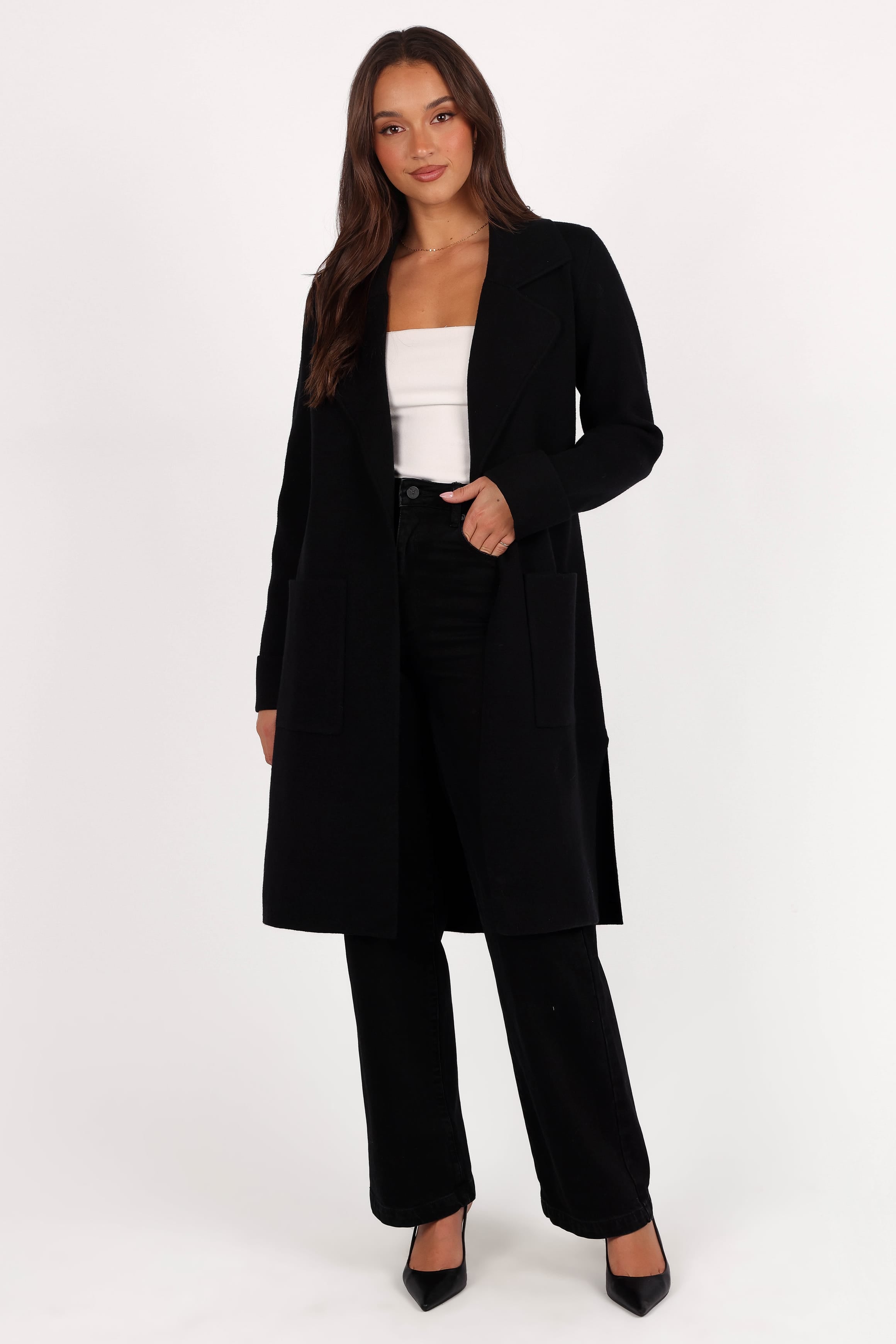 OUTERWEAR Decker Waist Tie Coatigan - Black