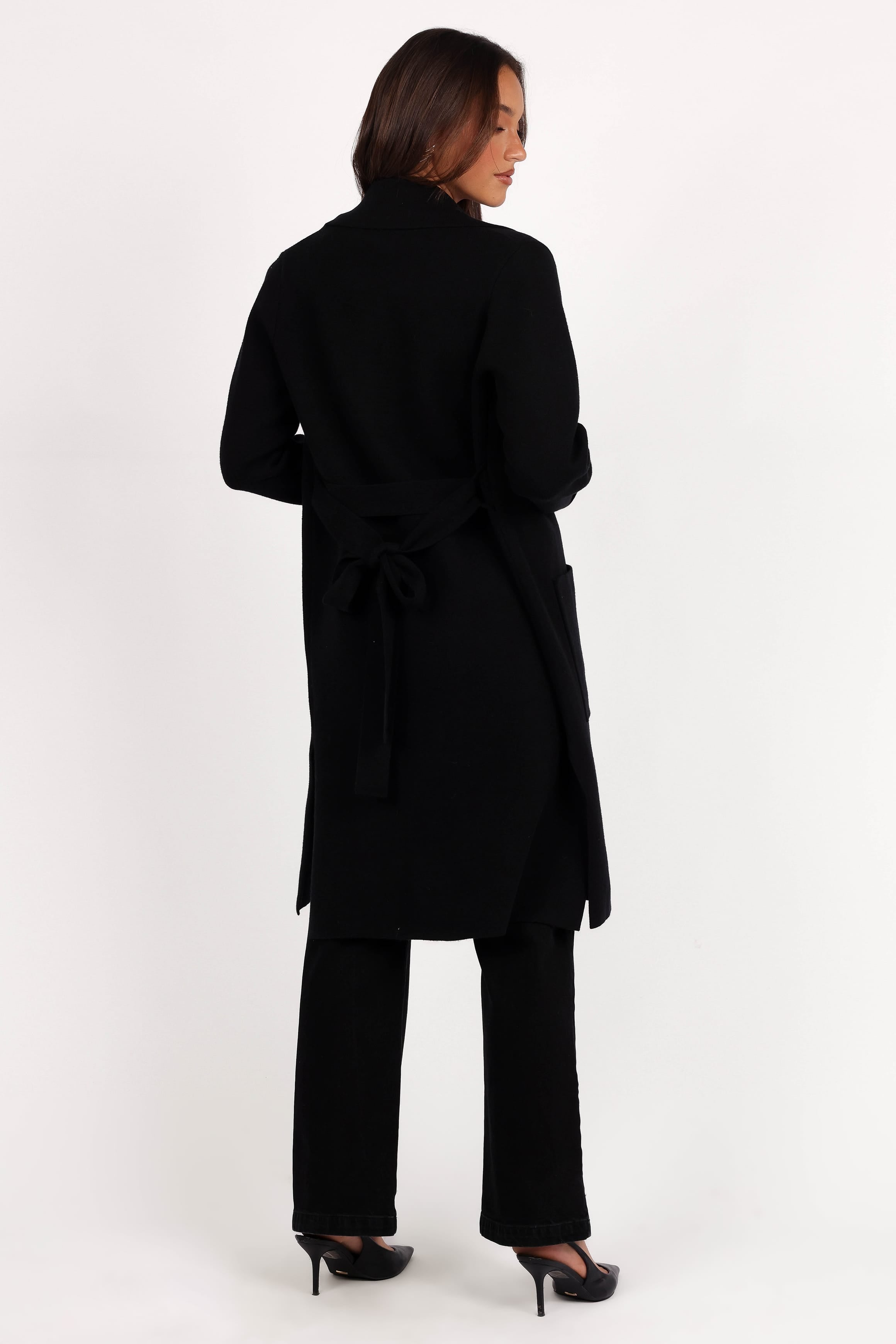 OUTERWEAR Decker Waist Tie Coatigan - Black