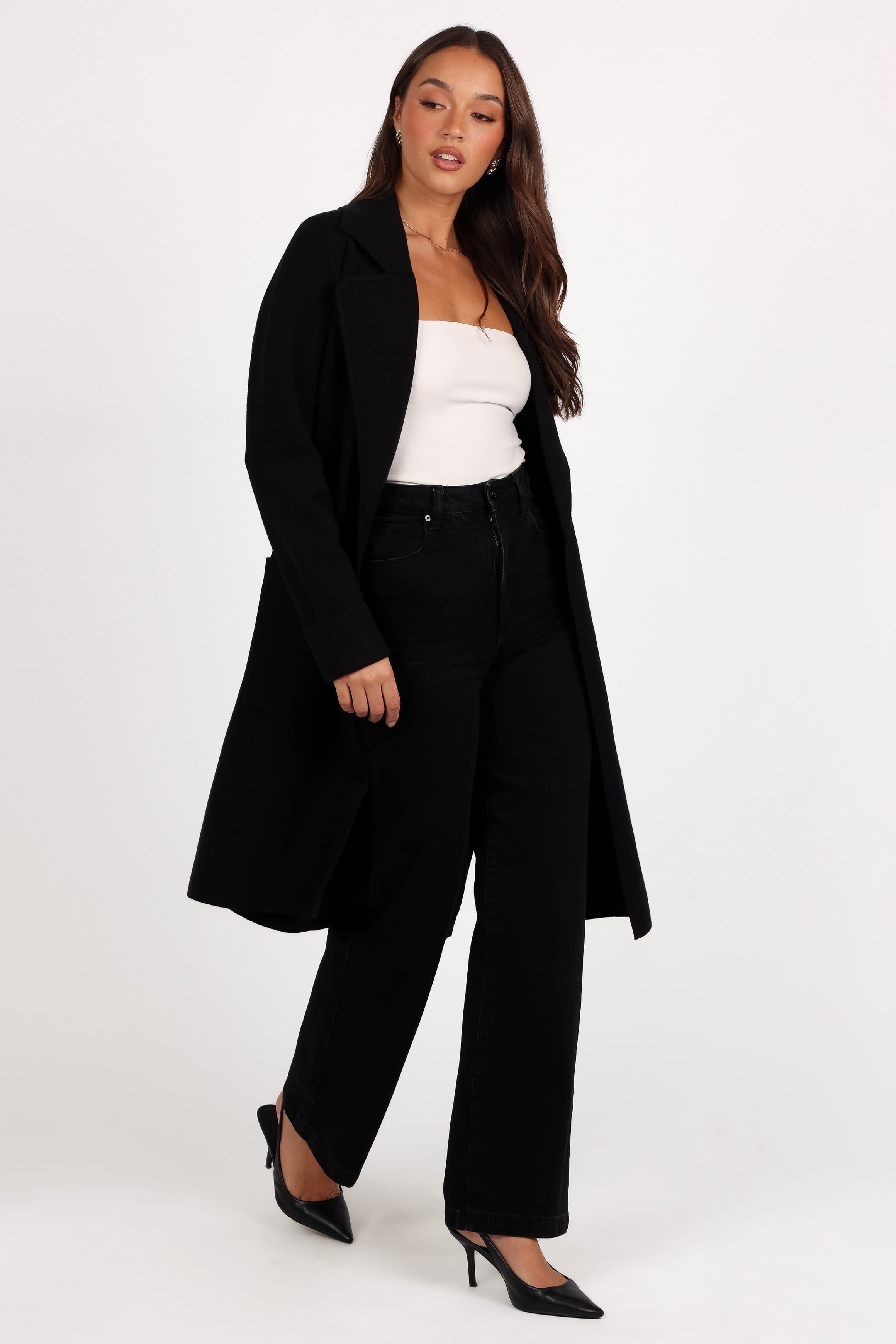 OUTERWEAR Decker Waist Tie Coatigan - Black