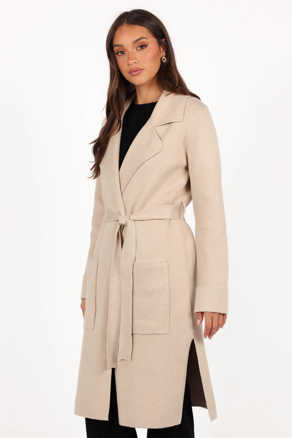 OUTERWEAR Decker Waist Tie Coatigan - Oatmeal