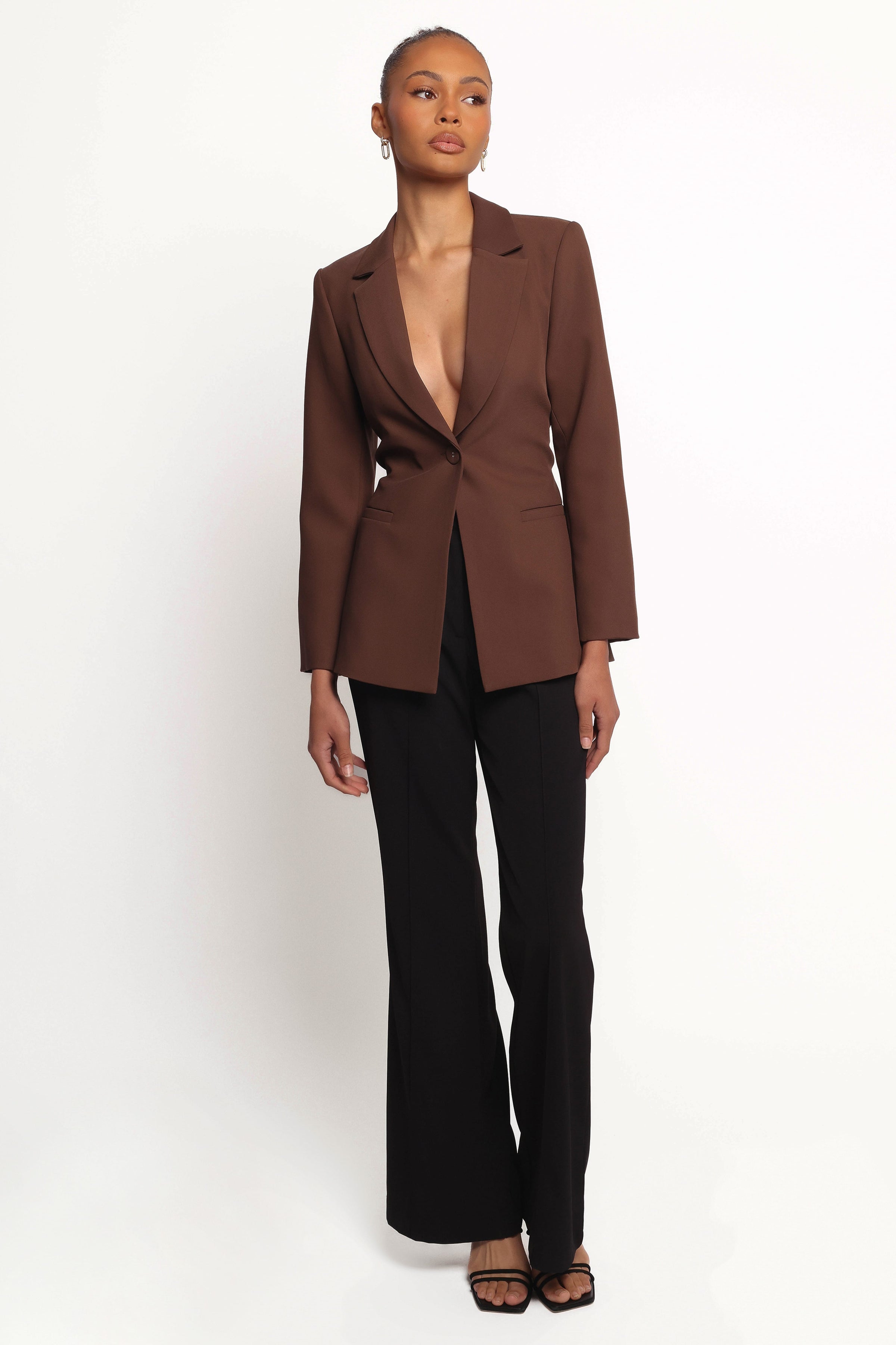 OUTERWEAR Eliana Waist Tie Blazer - Espresso