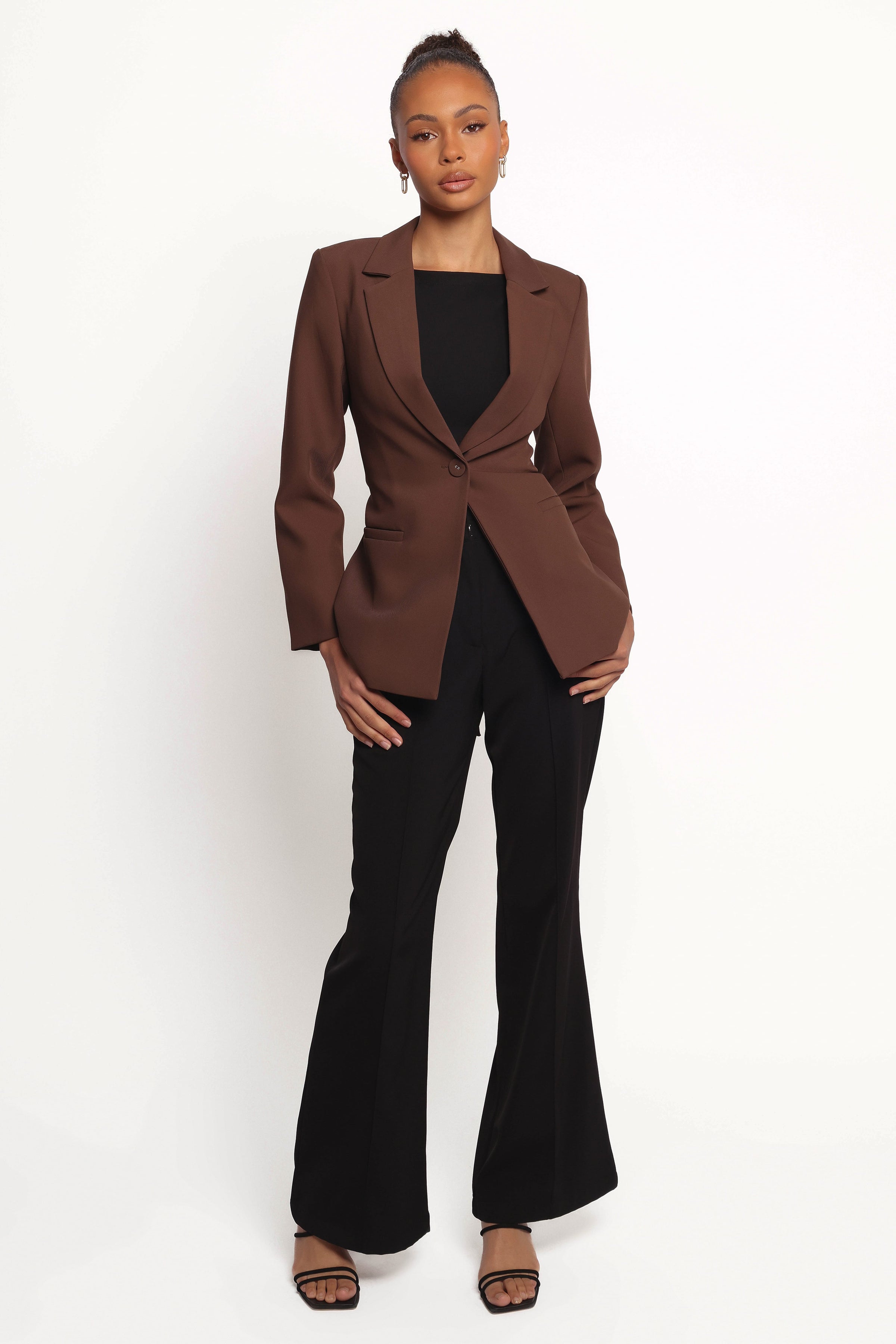 OUTERWEAR Eliana Waist Tie Blazer - Espresso