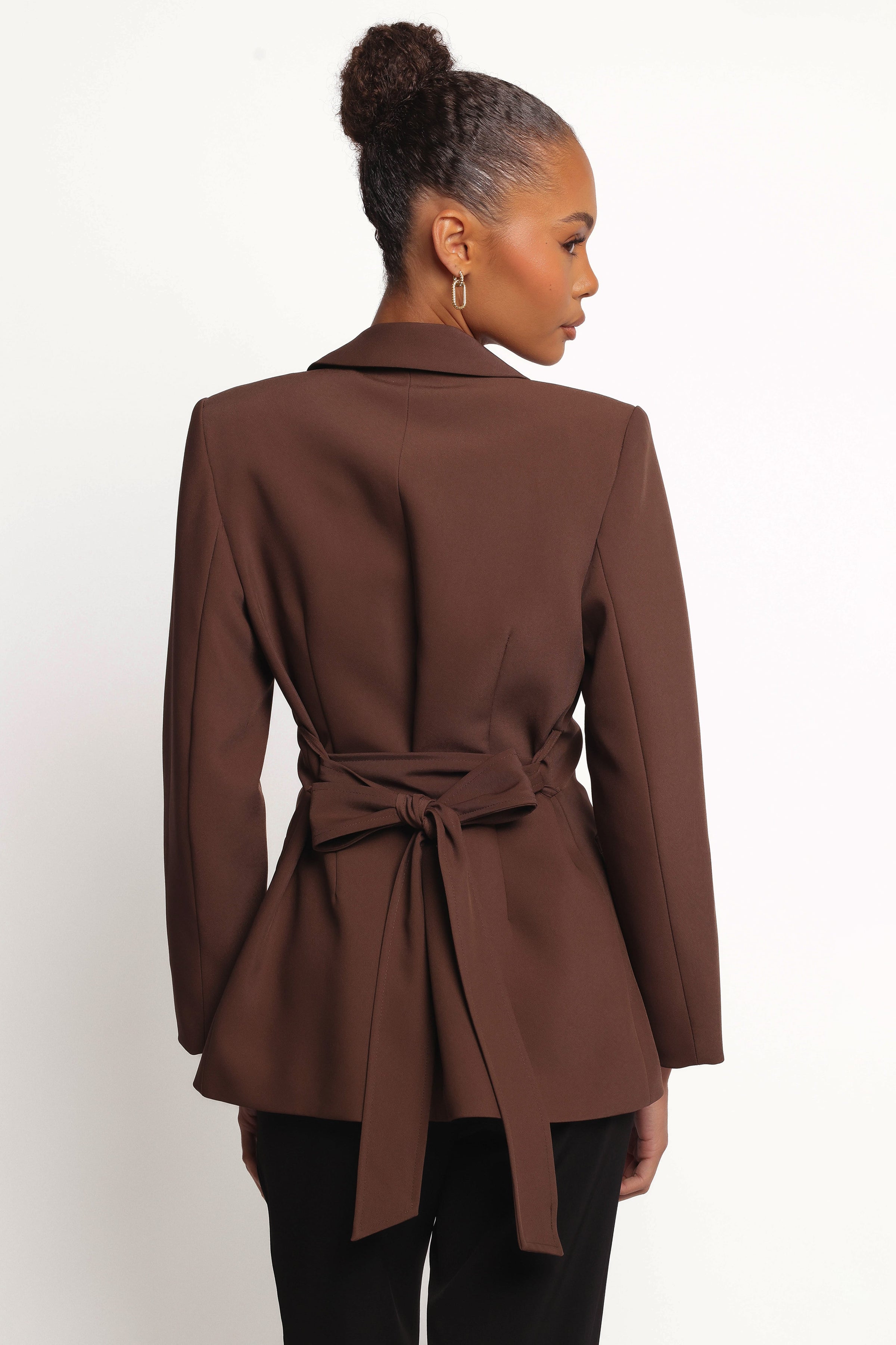 OUTERWEAR Eliana Waist Tie Blazer - Espresso