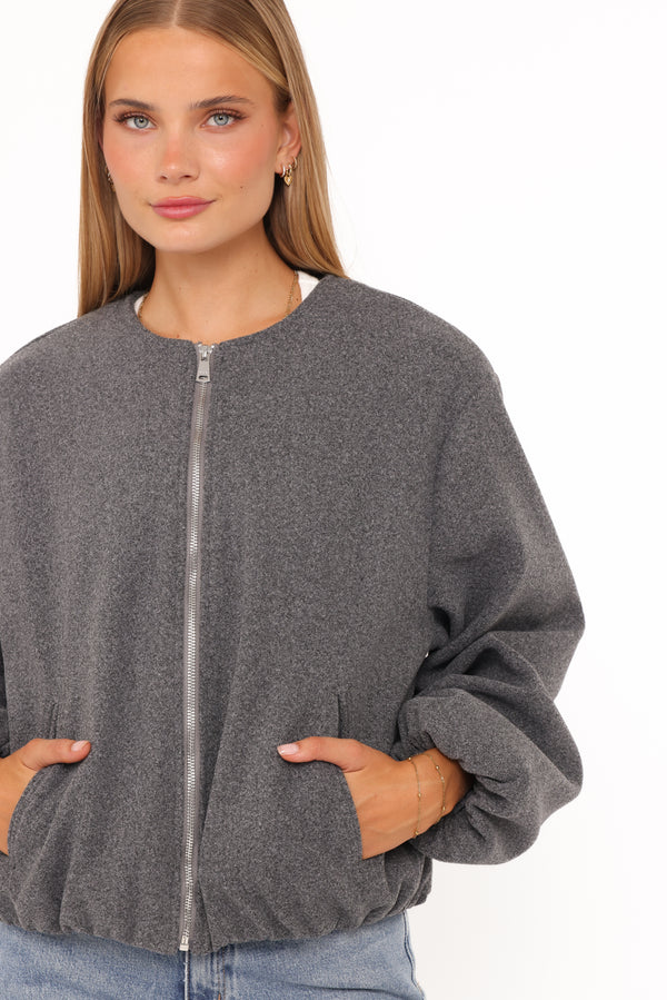 OUTERWEAR @Elisa Cropped Bomber - Heather Grey