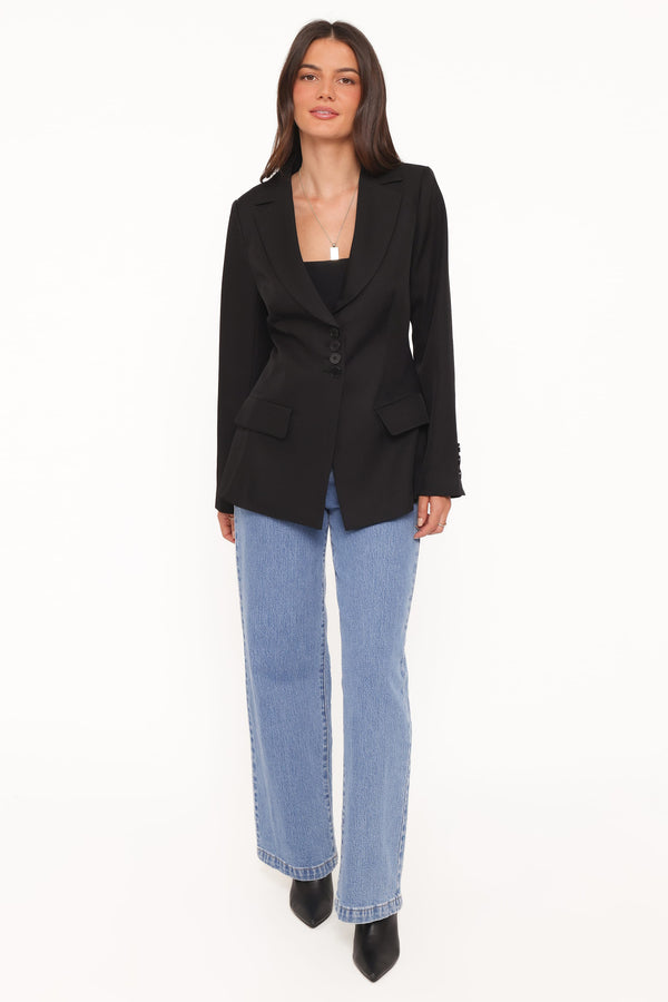 OUTERWEAR Erin Cinched Waist Blazer - Black