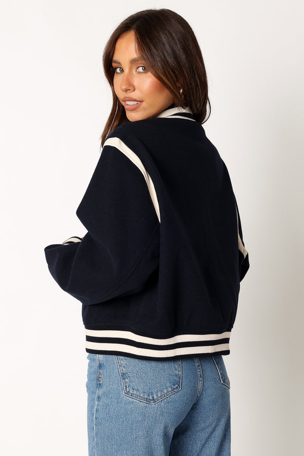 OUTERWEAR @Fallon Collegiate Bomber Jacket - Dark Indigo