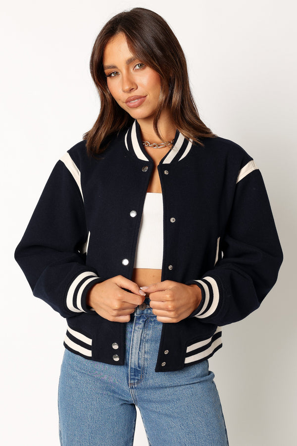 OUTERWEAR @Fallon Collegiate Bomber Jacket - Dark Indigo