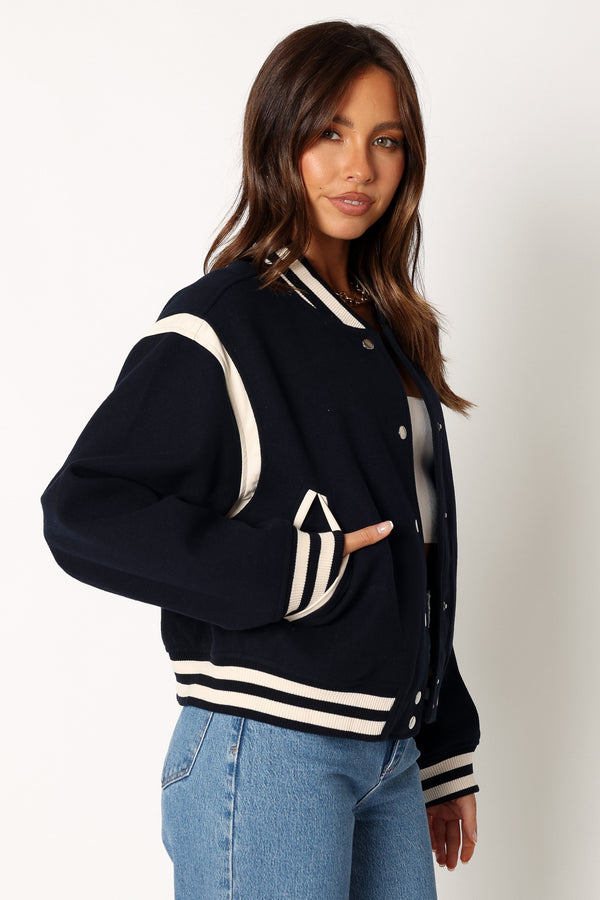 OUTERWEAR @Fallon Collegiate Bomber Jacket - Dark Indigo