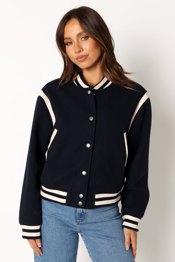 OUTERWEAR @Fallon Collegiate Bomber Jacket - Dark Indigo