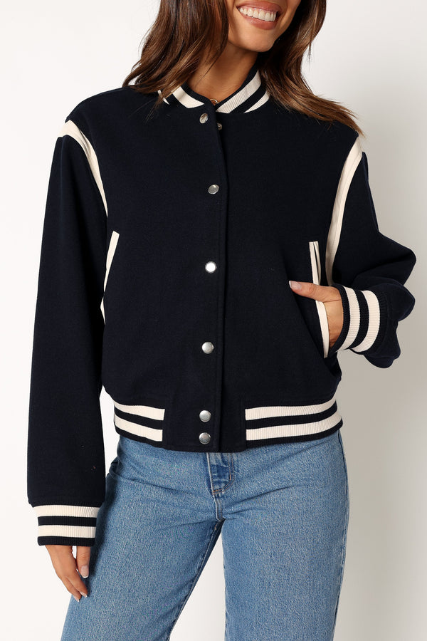 OUTERWEAR @Fallon Collegiate Bomber Jacket - Dark Indigo