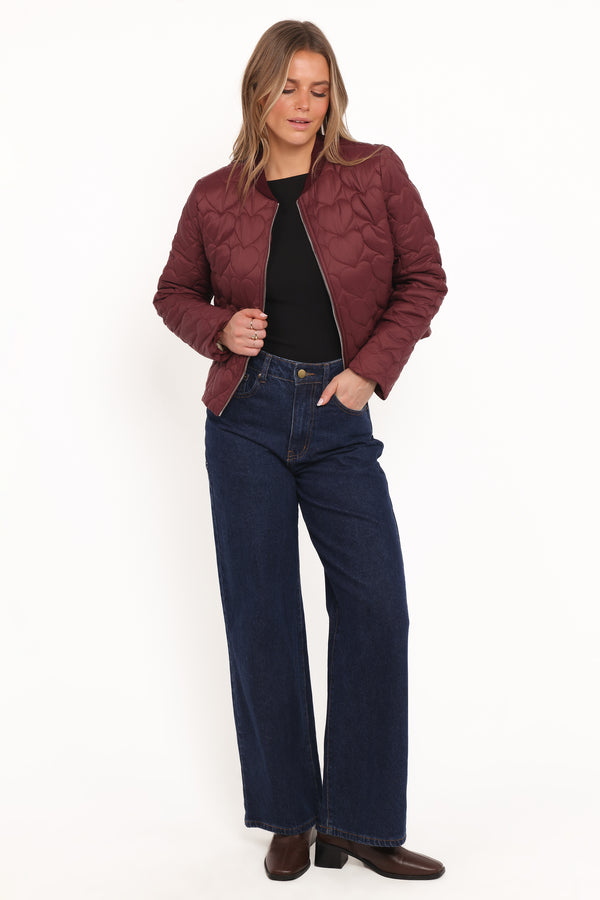 OUTERWEAR Genevieve Quilted Bomber - Cherry
