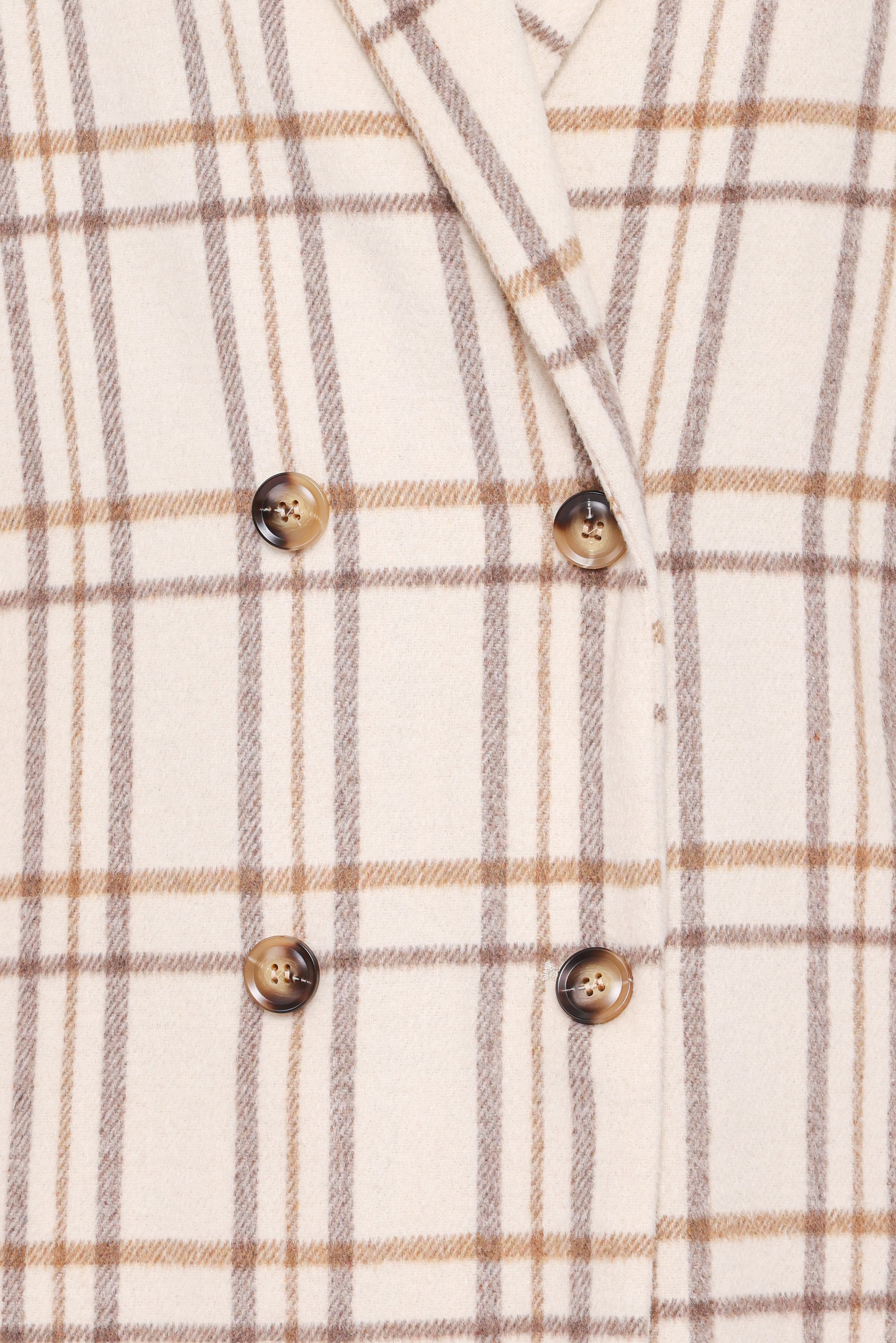 OUTERWEAR Gianna Button Front Plaid Long Coat - Ivory