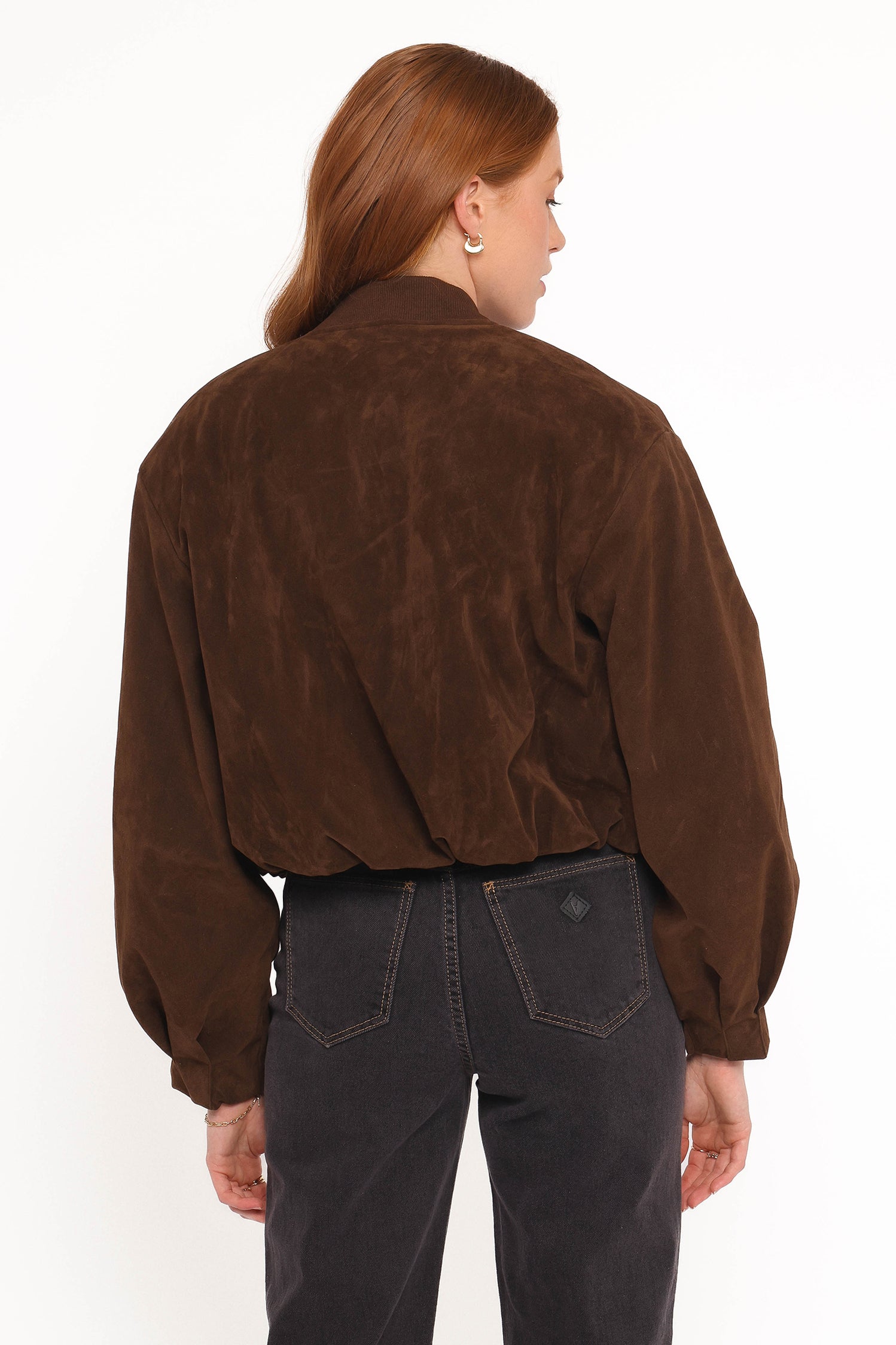 OUTERWEAR Goldie Faux Suede Bomber Jacket - Brown