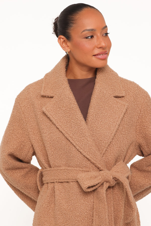 OUTERWEAR Goodie Shearling Coat - Camel