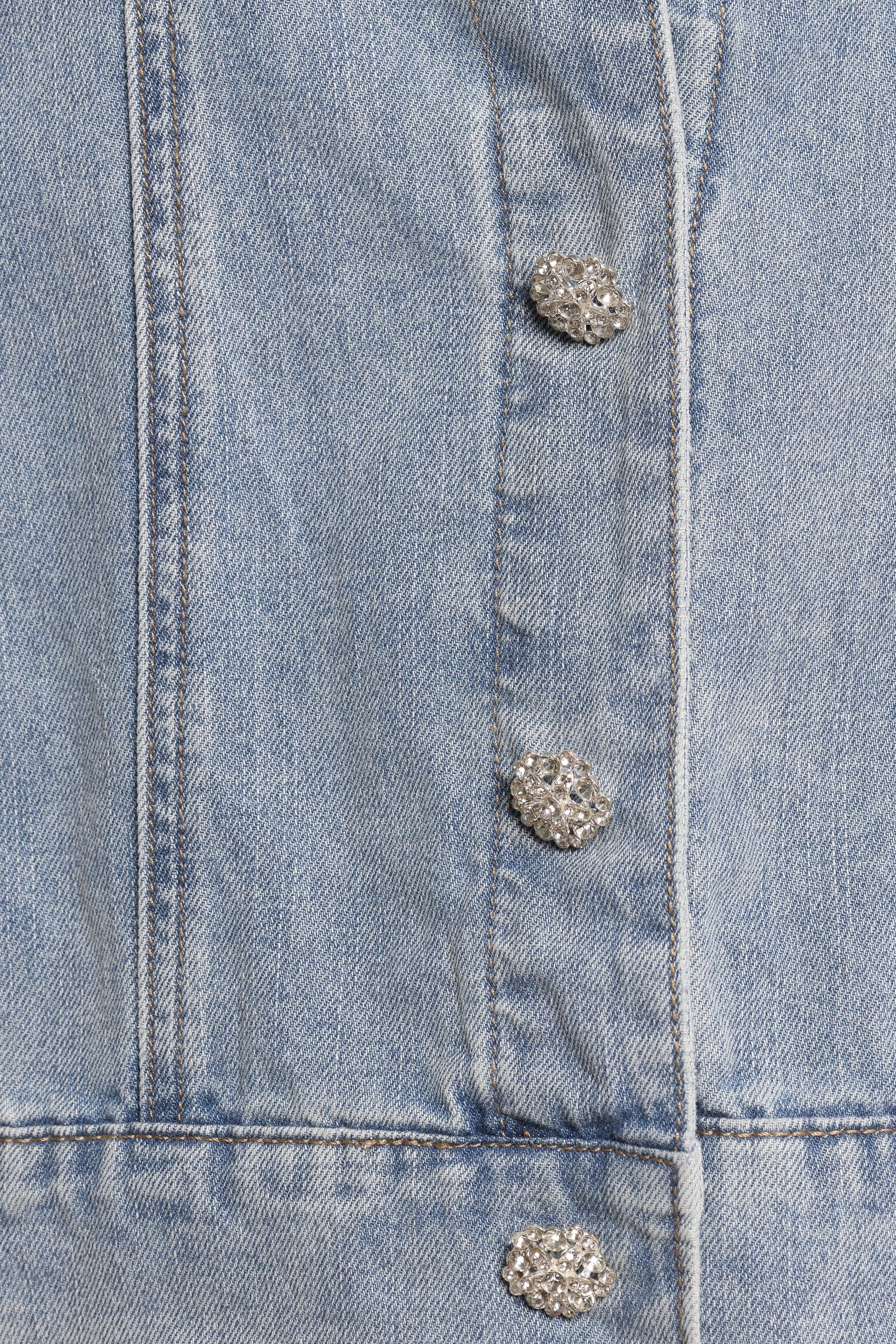 OUTERWEAR Hadley Ruffle Sleeve Denim Jacket - Mid Denim