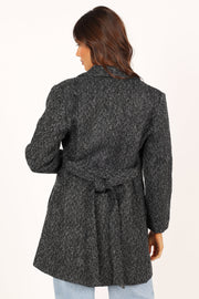 Outerwear @Harriet Tie Front Coat - Charcoal