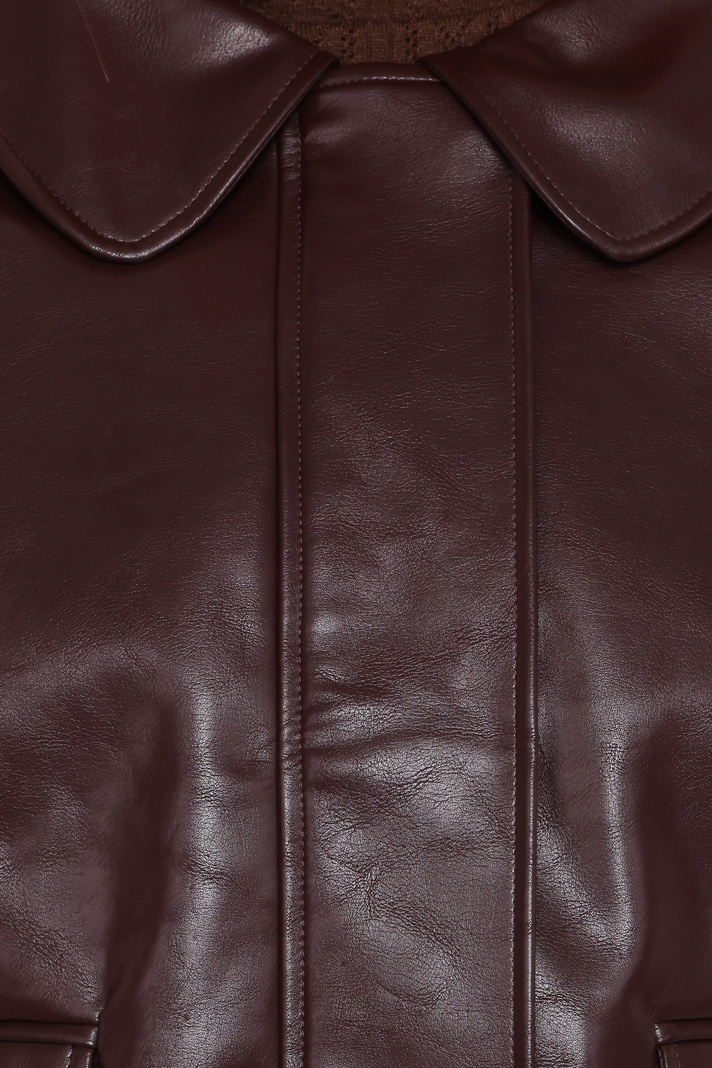 OUTERWEAR Haylie Crop Faux Leather Jacket - Burgundy