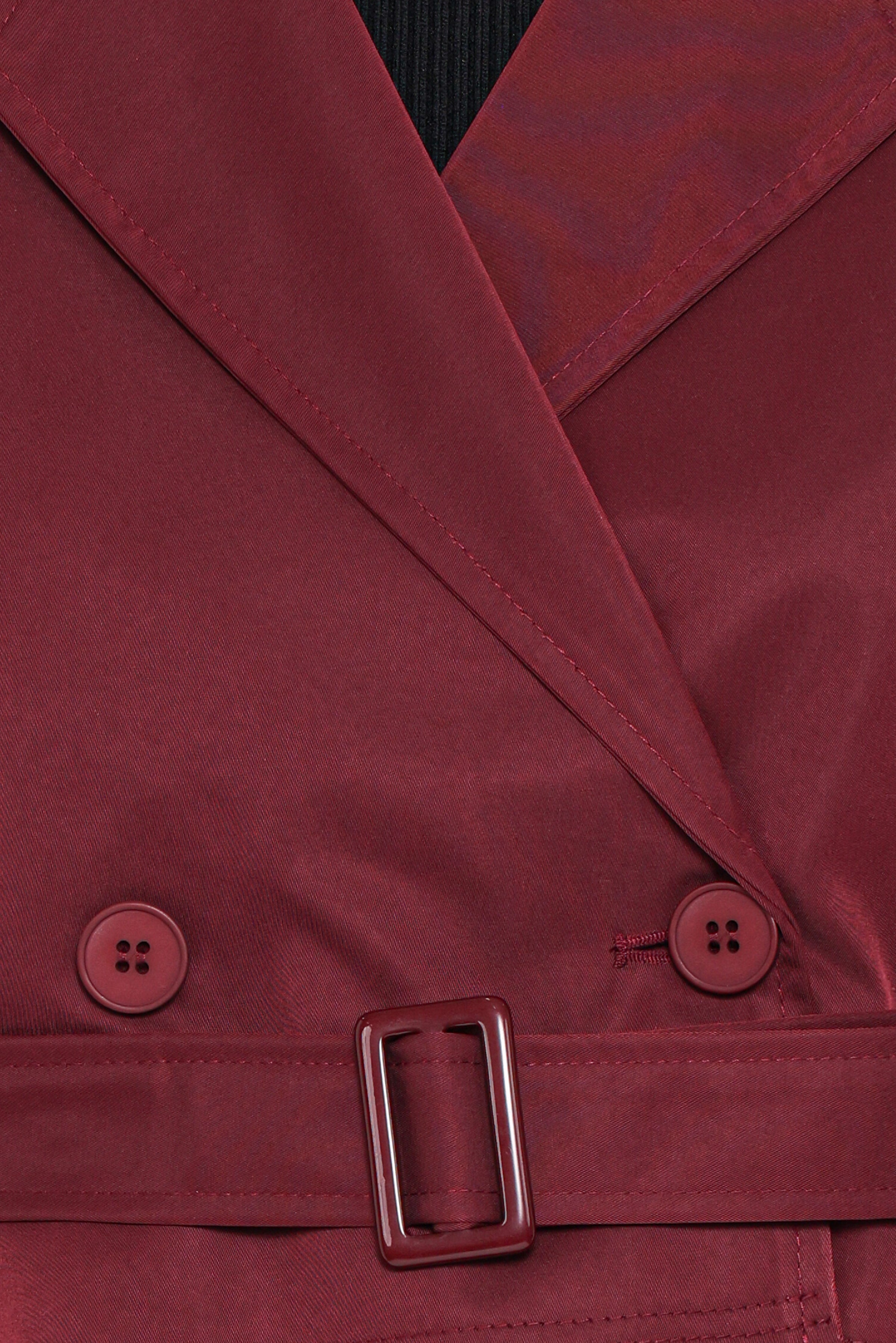 OUTERWEAR Izzi Crop Trench Jacket - Burgundy