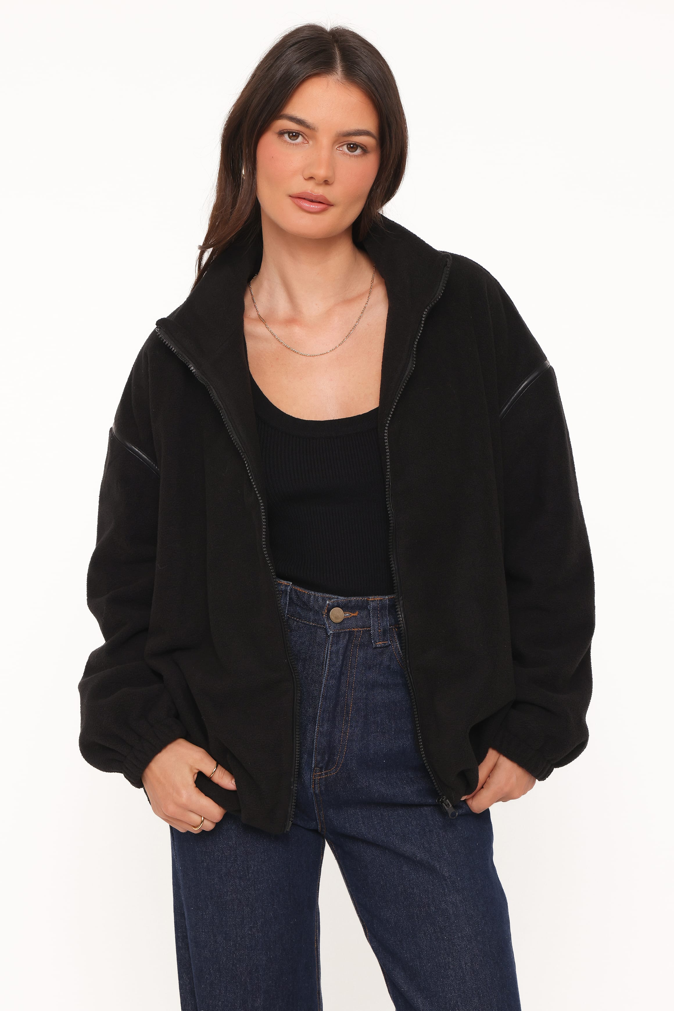 OUTERWEAR Jaydana Fleece Bomber Jacket - Black
