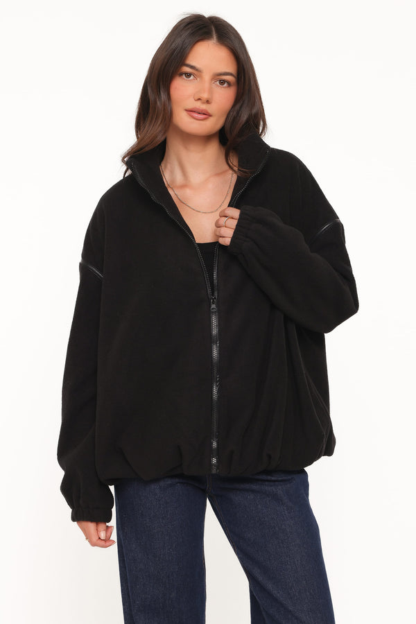 OUTERWEAR Jaydana Fleece Bomber Jacket - Black