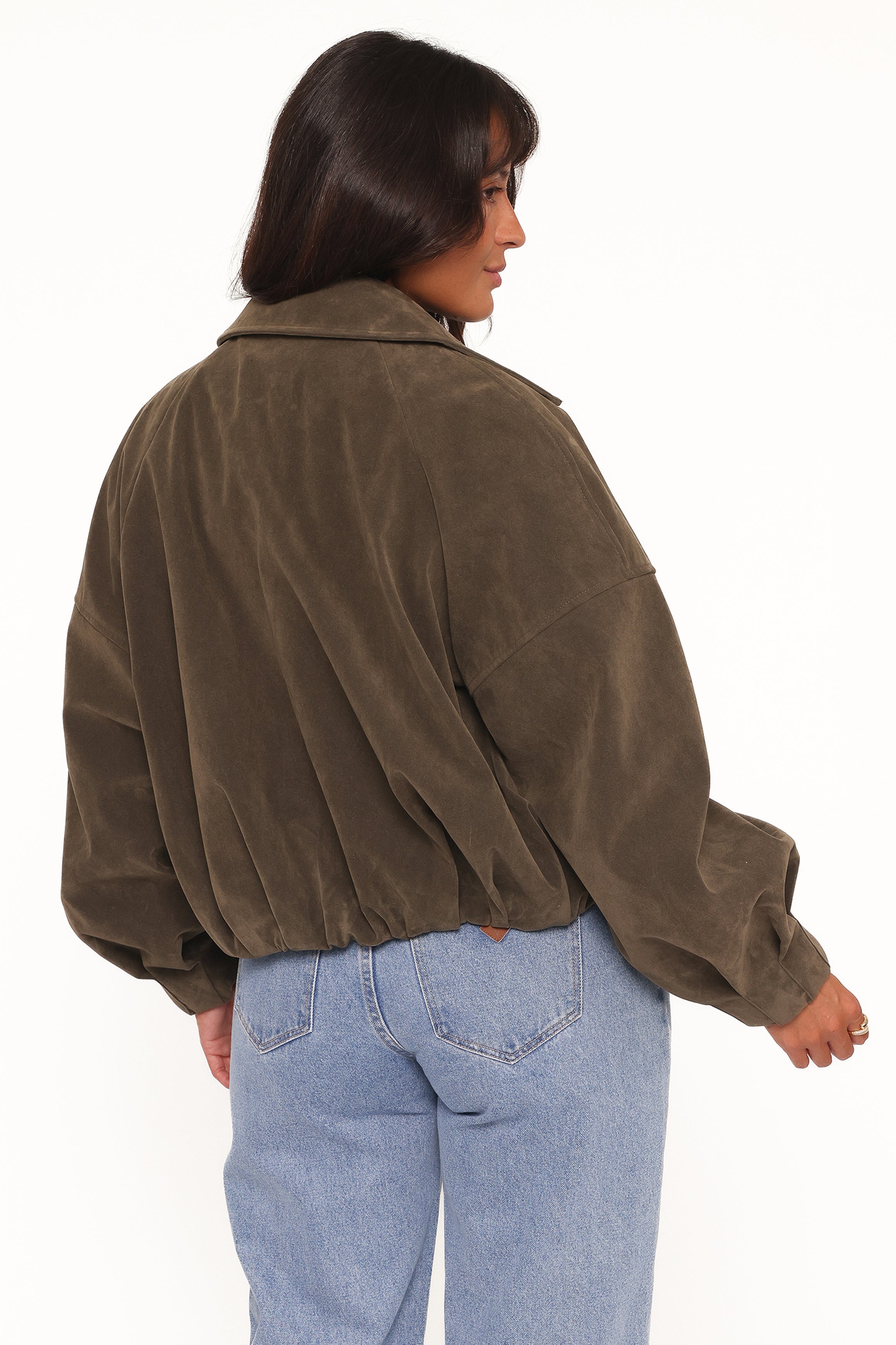 OUTERWEAR Jensen Faux Suede Bomber Jacket - Olive