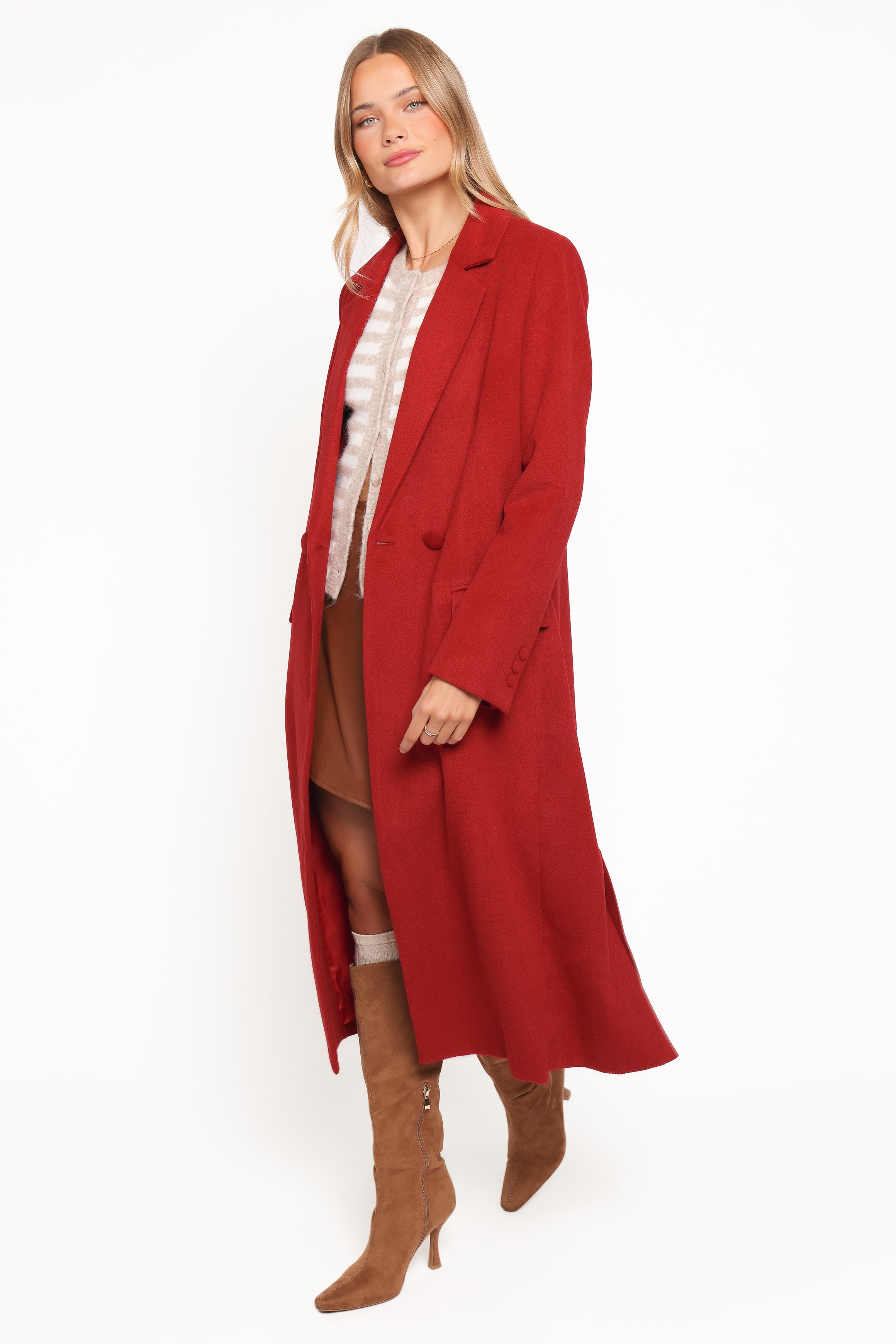 OUTERWEAR Jett Long Blazer Coat - Red