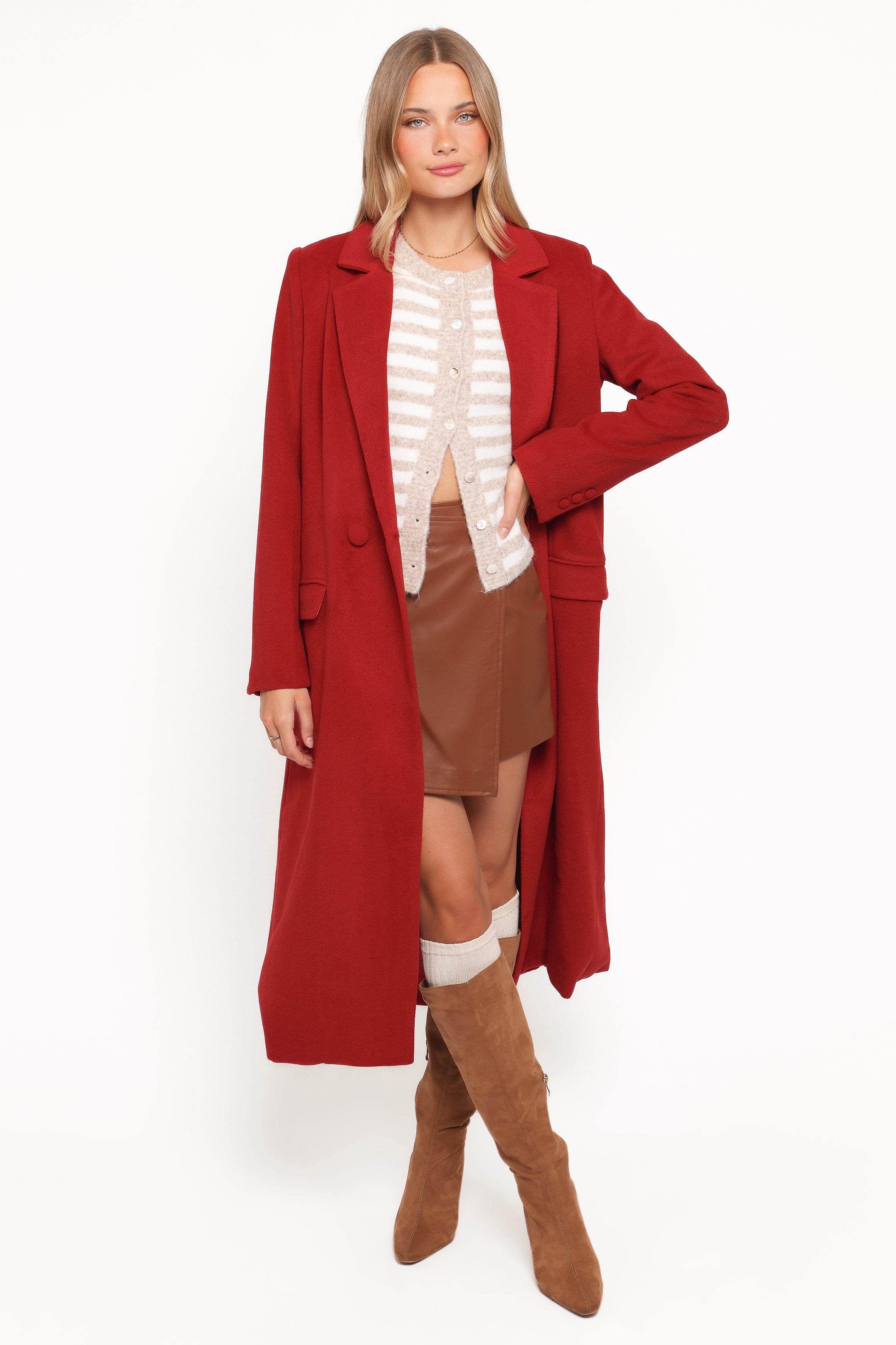 OUTERWEAR Jett Long Blazer Coat - Red