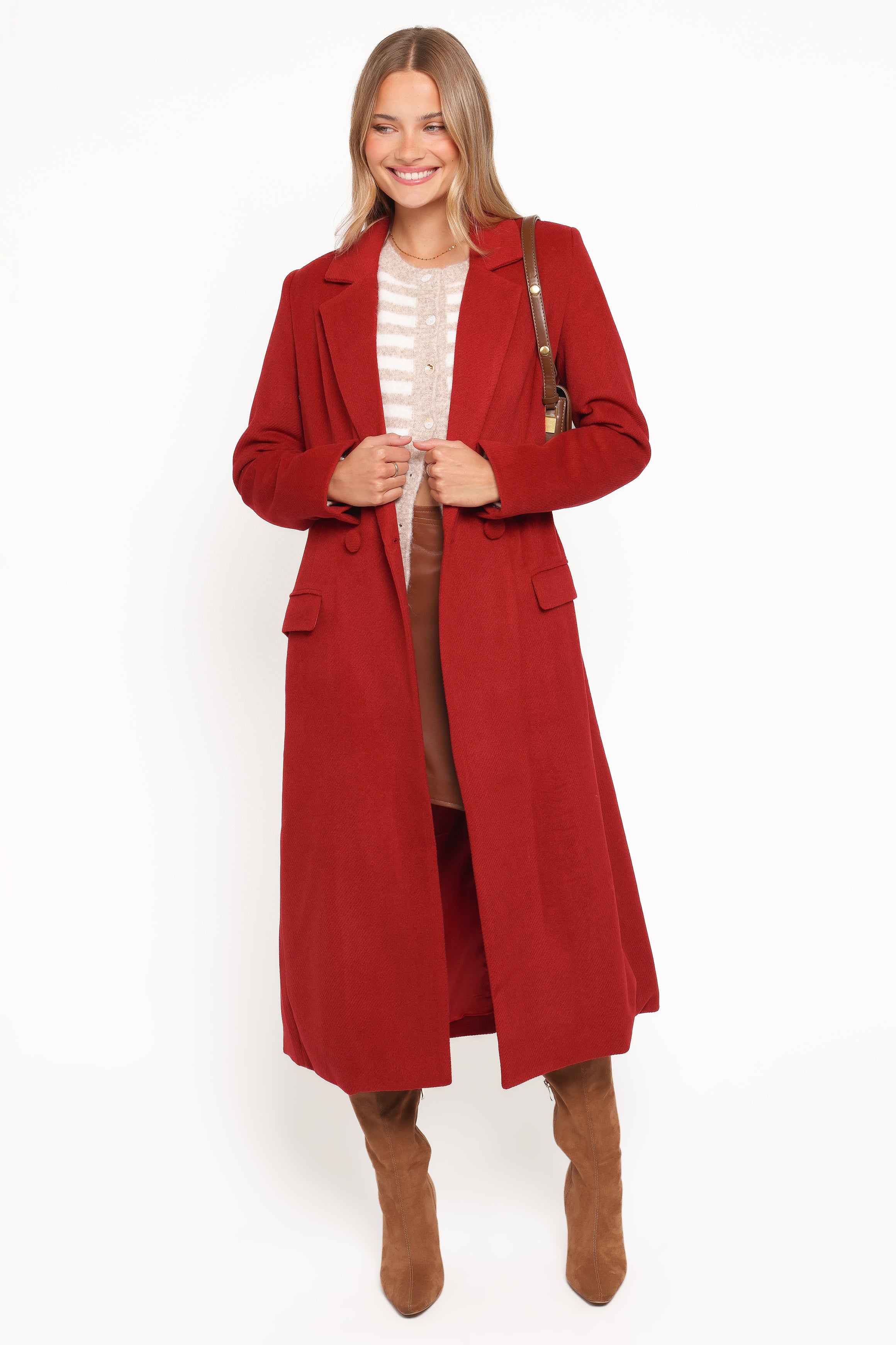 OUTERWEAR Jett Long Blazer Coat - Red