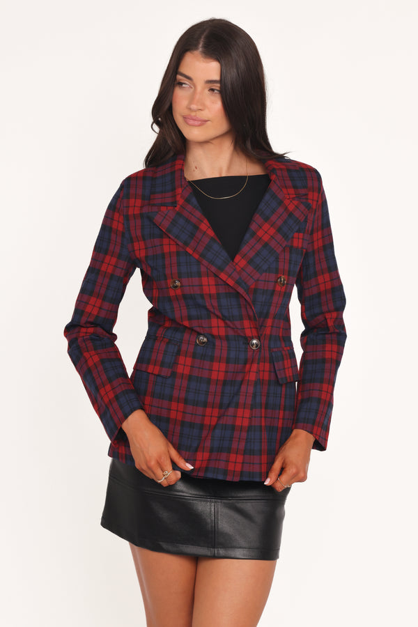 OUTERWEAR Juliette Blazer -  Red Plaid
