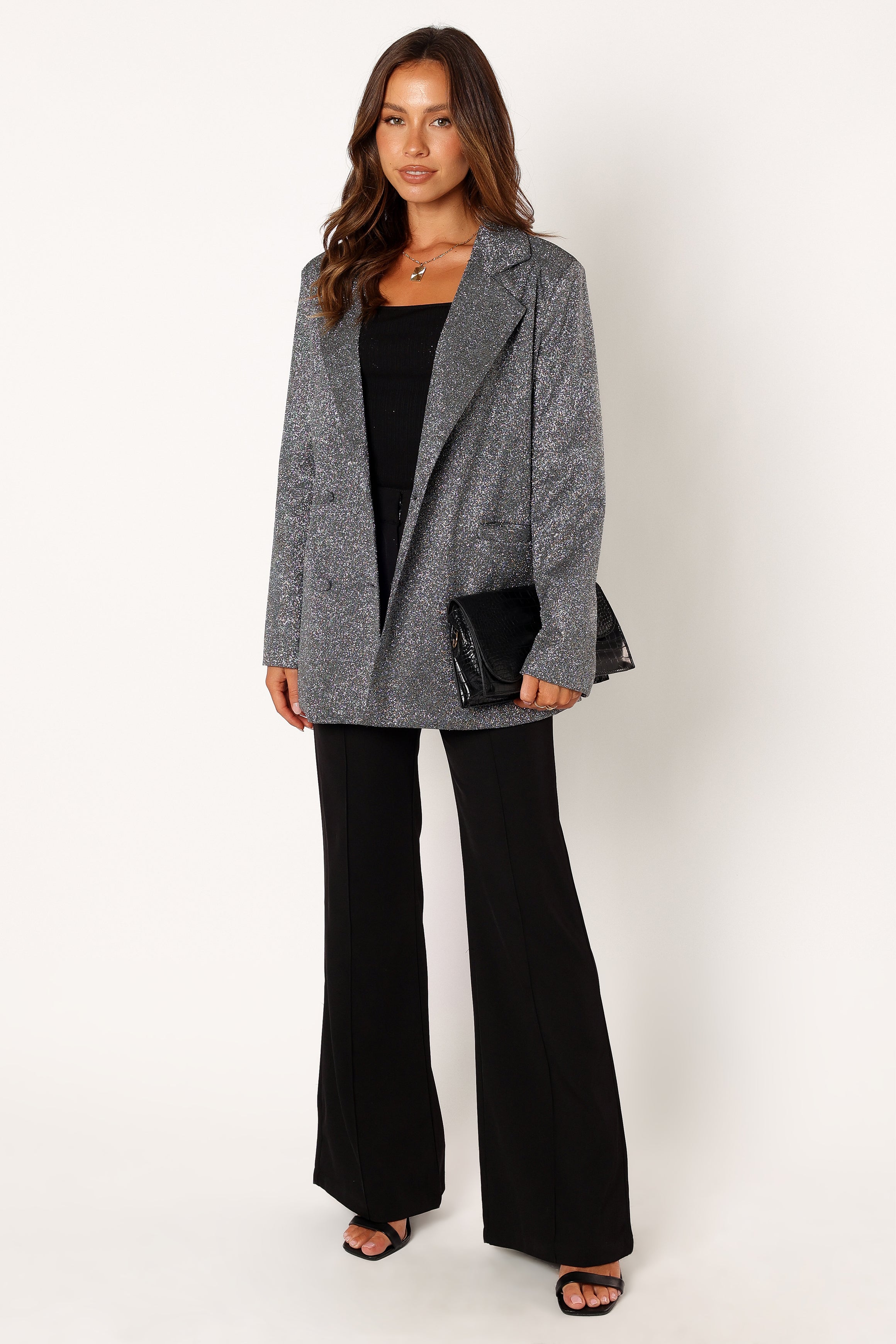 OUTERWEAR @Kaliyah Shimmer Blazer - Black