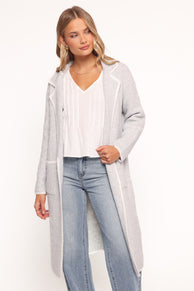 OUTERWEAR Katia Contrast Trim Coatigan - Light Grey