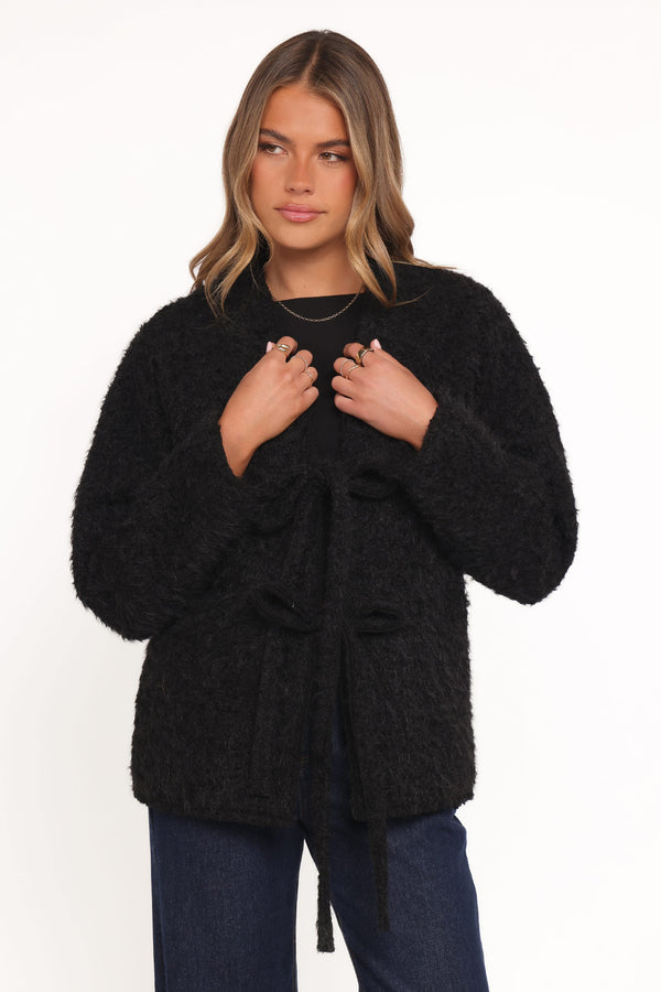OUTERWEAR Kimmy Bow Oversized Cardigan - Black