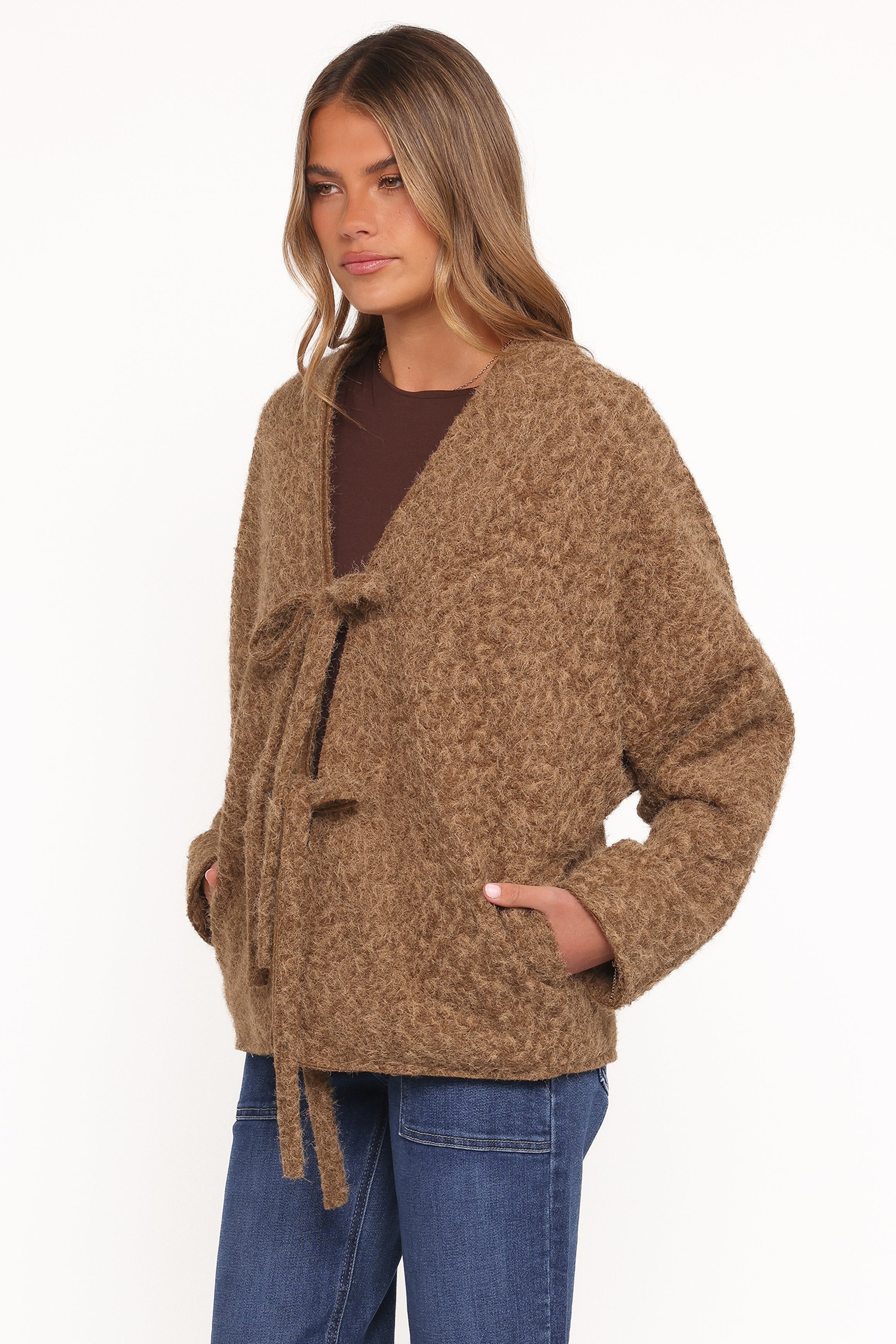 OUTERWEAR Kimmy Bow Oversized Cardigan - Moss
