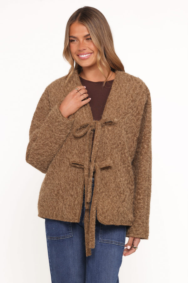 OUTERWEAR Kimmy Bow Oversized Cardigan - Moss