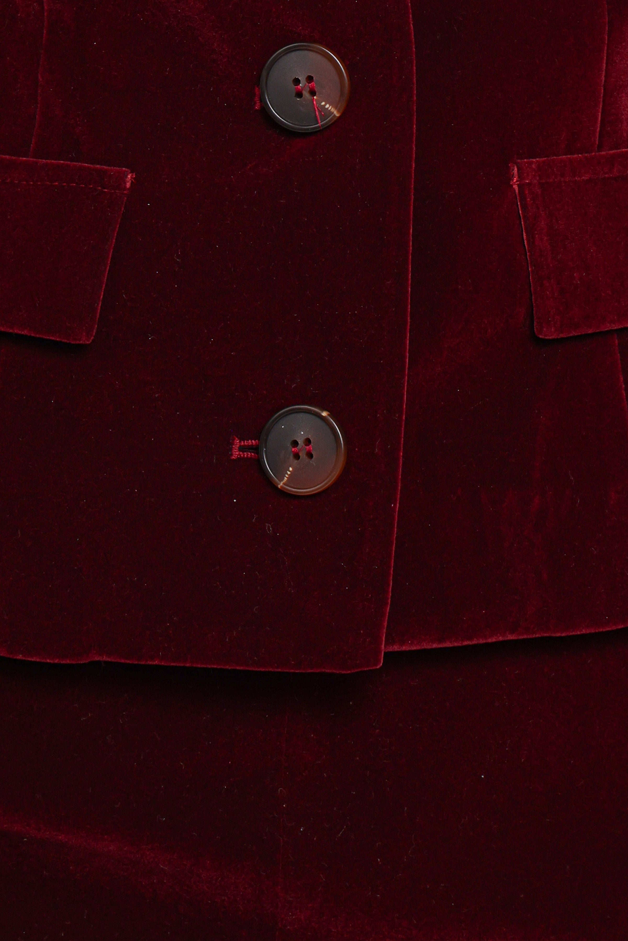 OUTERWEAR Lainey Velvet Cropped Jacket - Burgundy