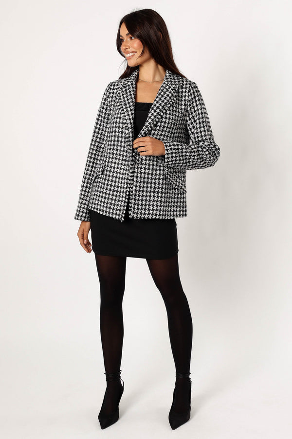 OUTERWEAR @Leighton Houndstooth Blazer - Cream