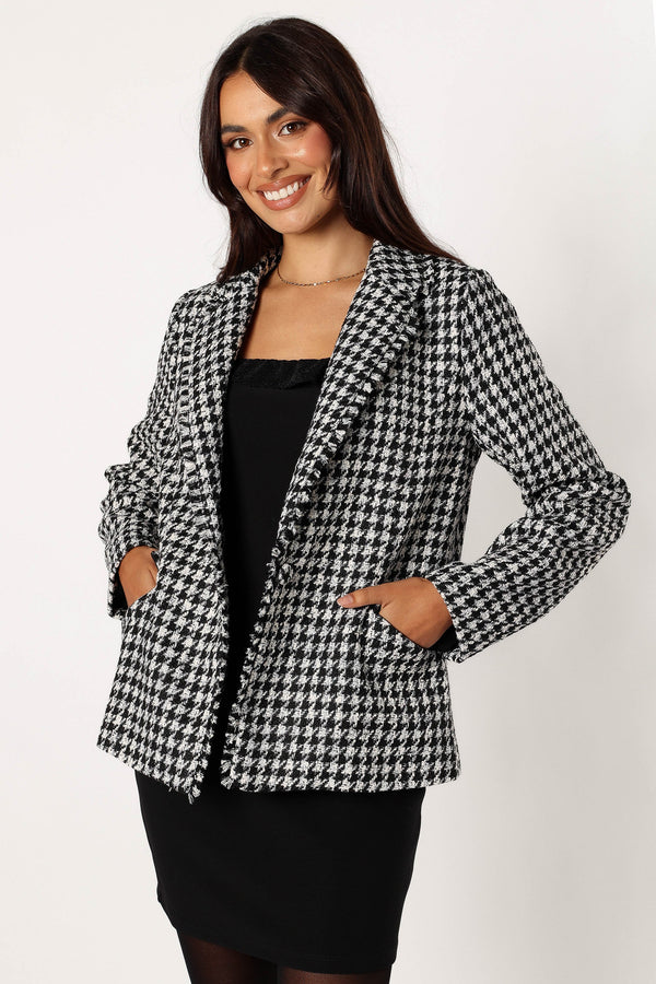 OUTERWEAR @Leighton Houndstooth Blazer - Cream