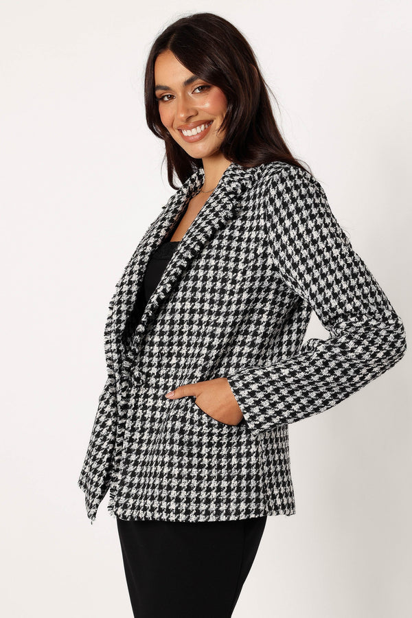 OUTERWEAR @Leighton Houndstooth Blazer - Cream